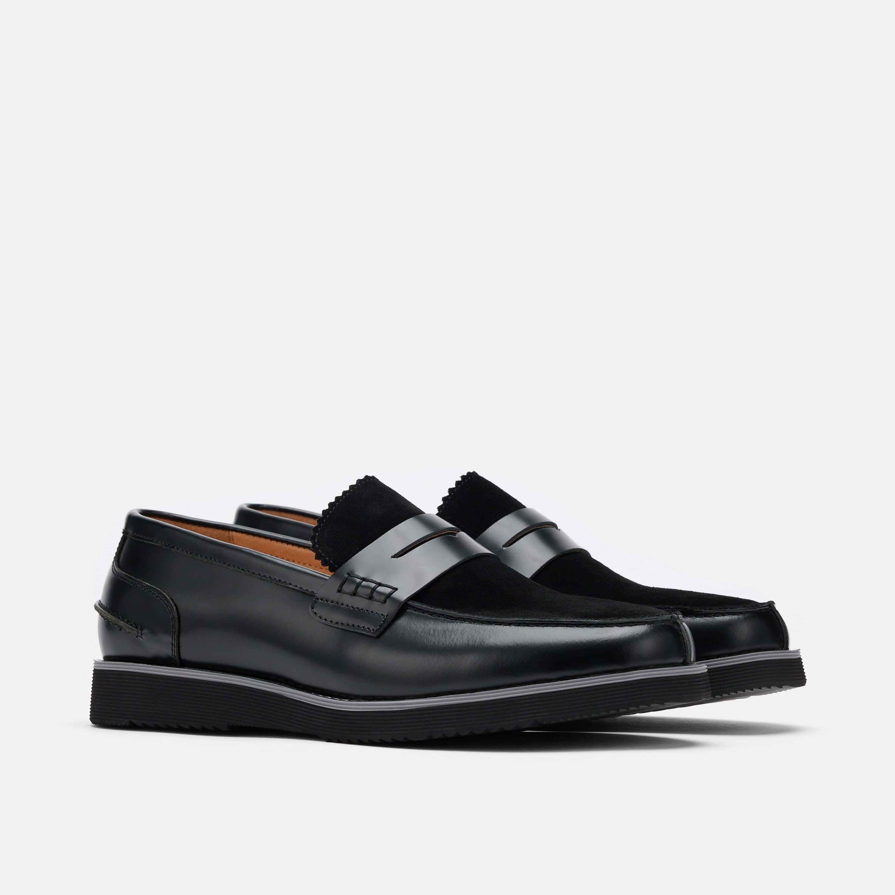 Abe Black Leather Penny Loafers - Image 2