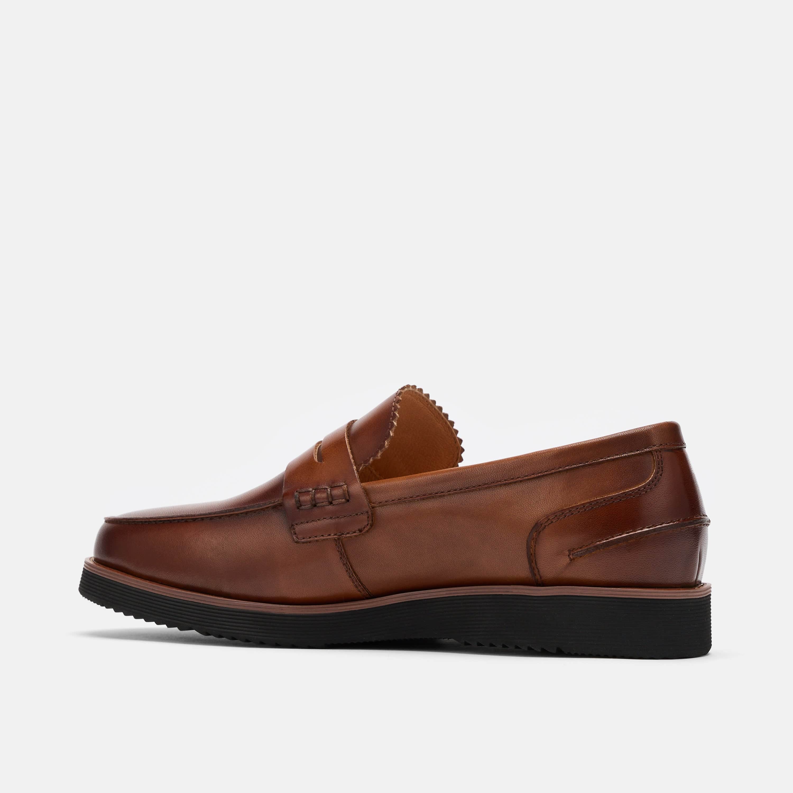Abe Mahogany Leather Penny Loafers - Image 4