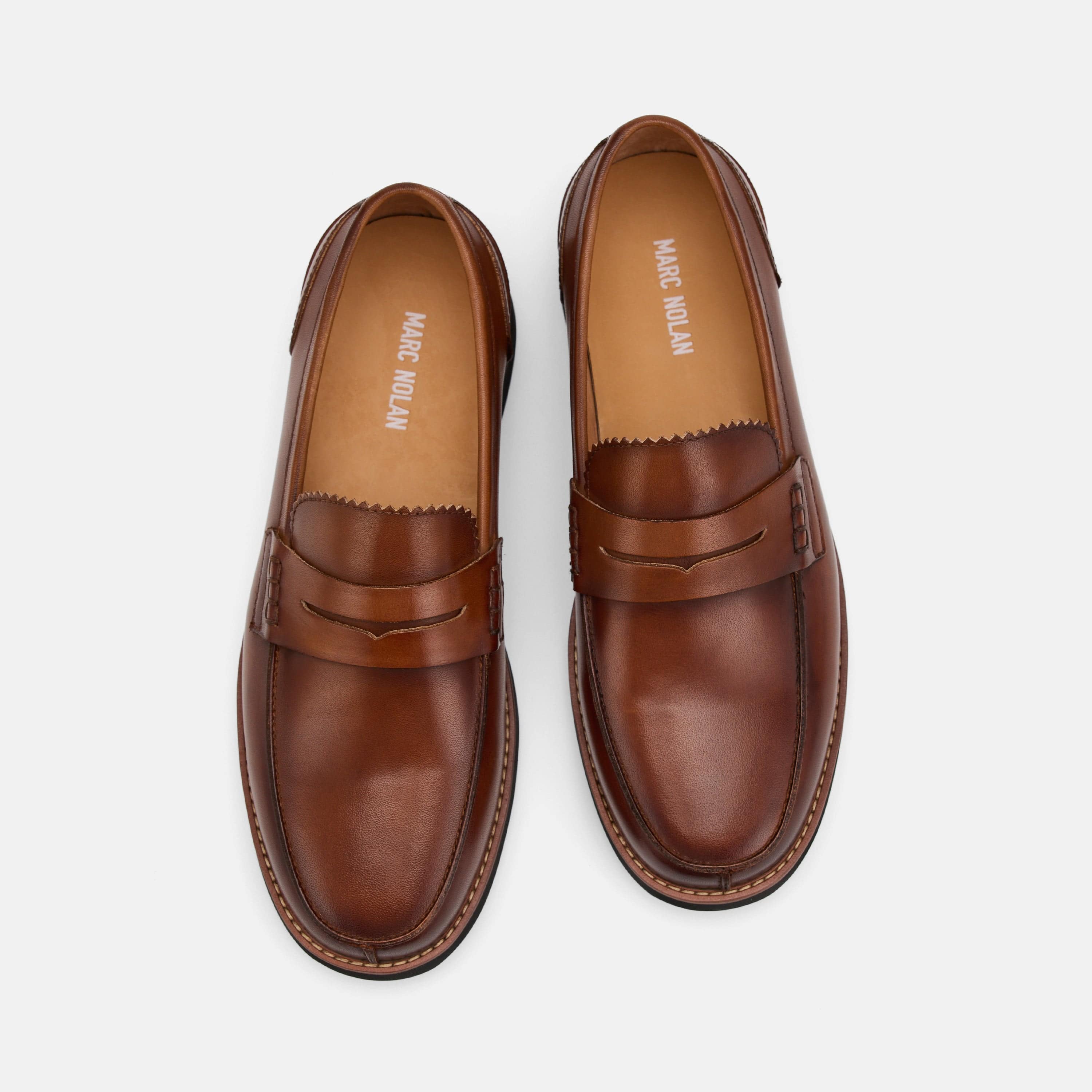 Abe Mahogany Leather Penny Loafers - Image 5