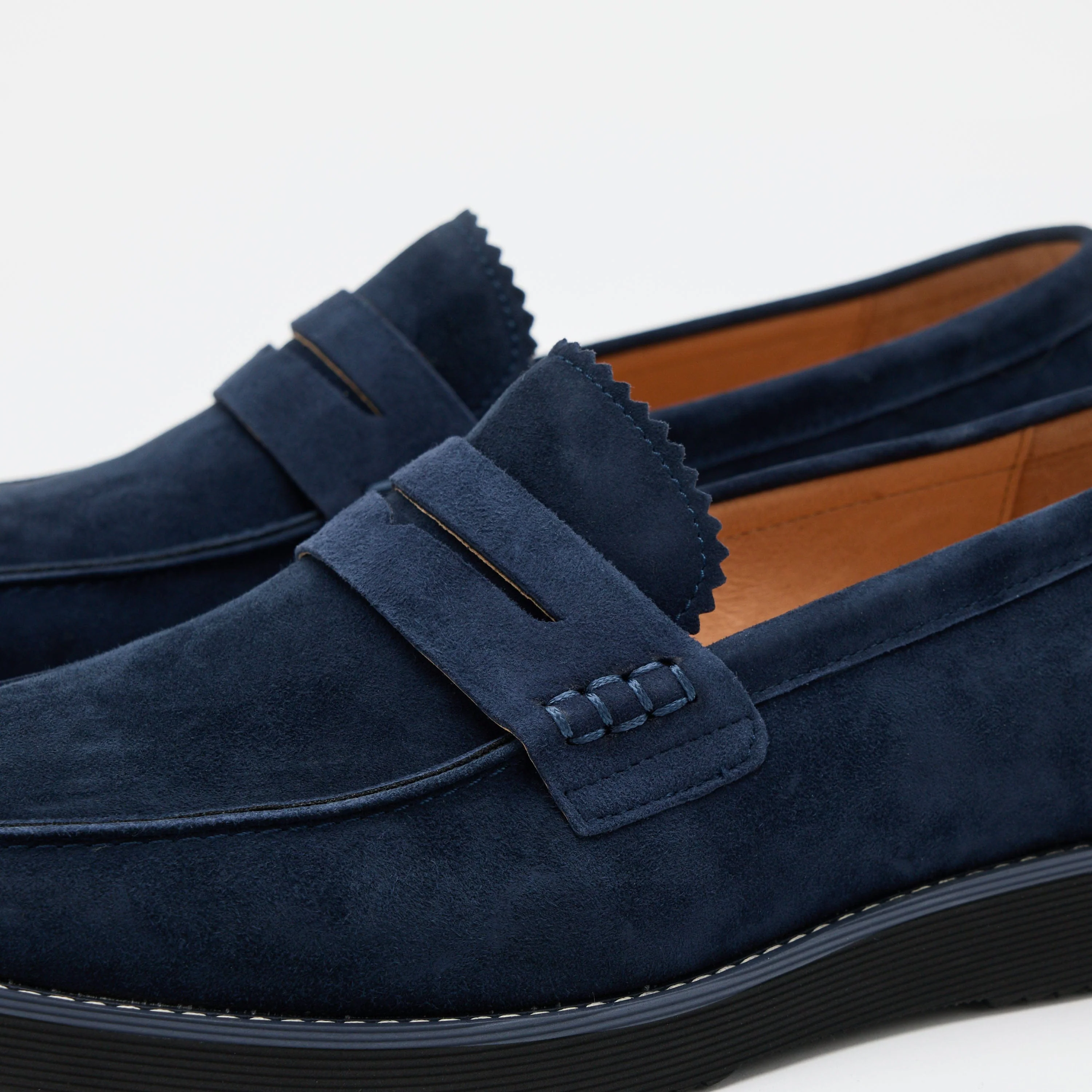 Abe Navy Suede Penny Loafers - Image 3