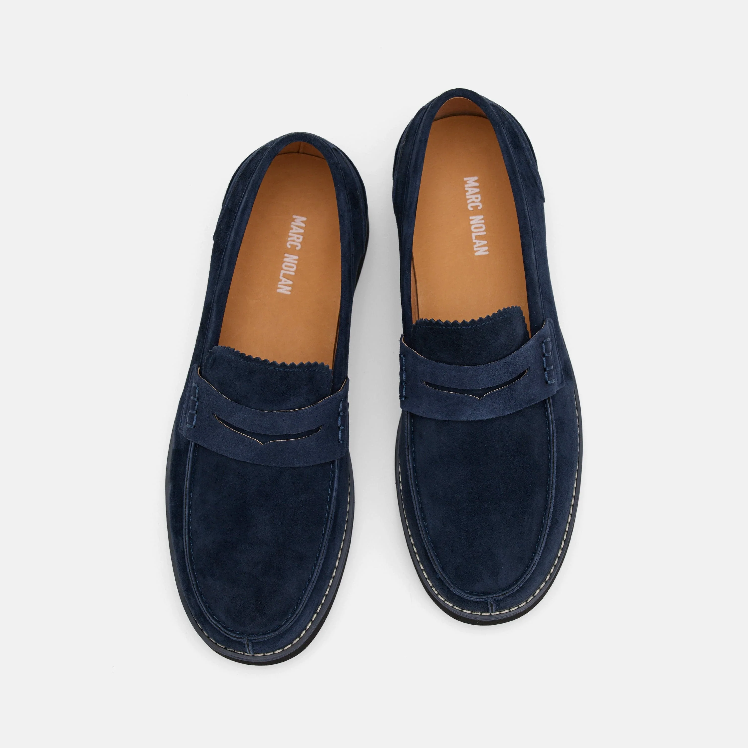 Abe Navy Suede Penny Loafers - Image 5