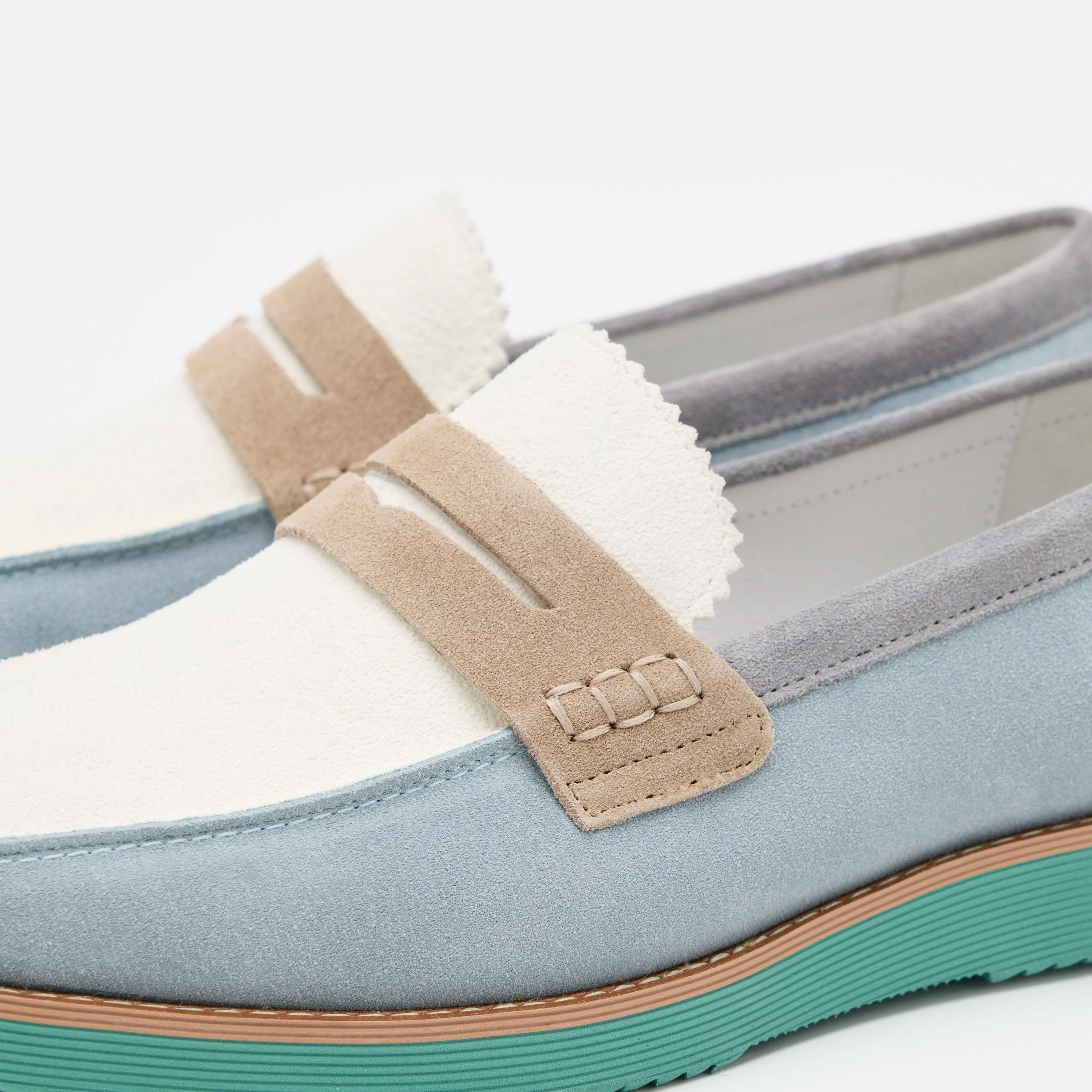Abe Blue Mist Colorblock Suede Penny Loafers - Image 3