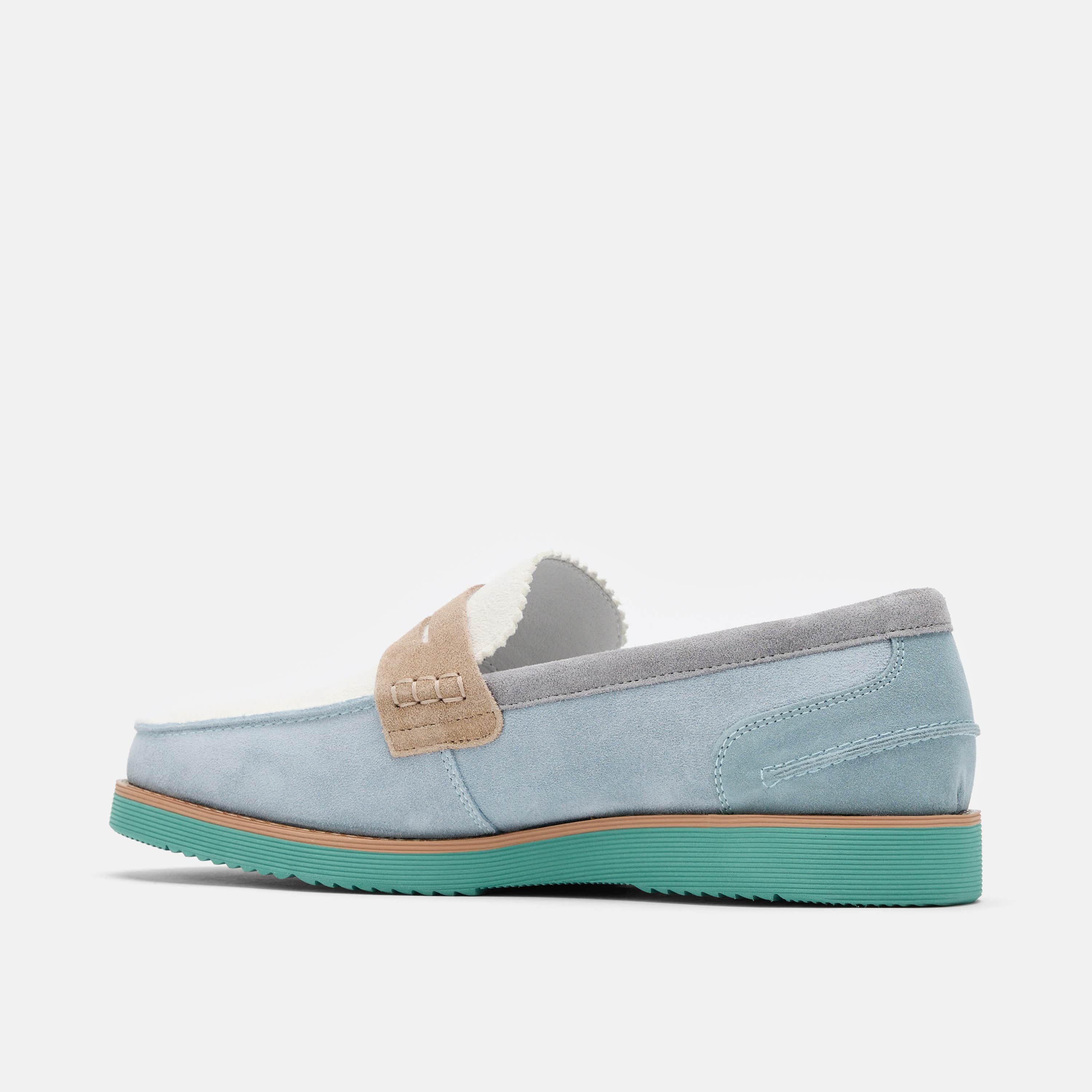 Abe Blue Mist Colorblock Suede Penny Loafers - Image 4