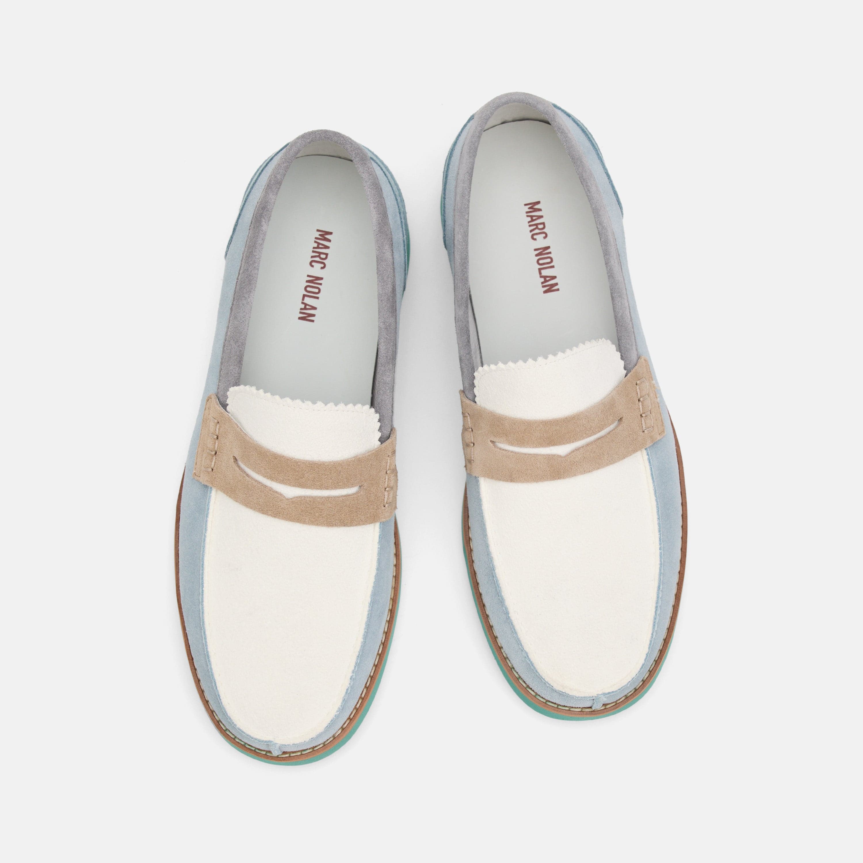 Abe Blue Mist Colorblock Suede Penny Loafers - Image 5