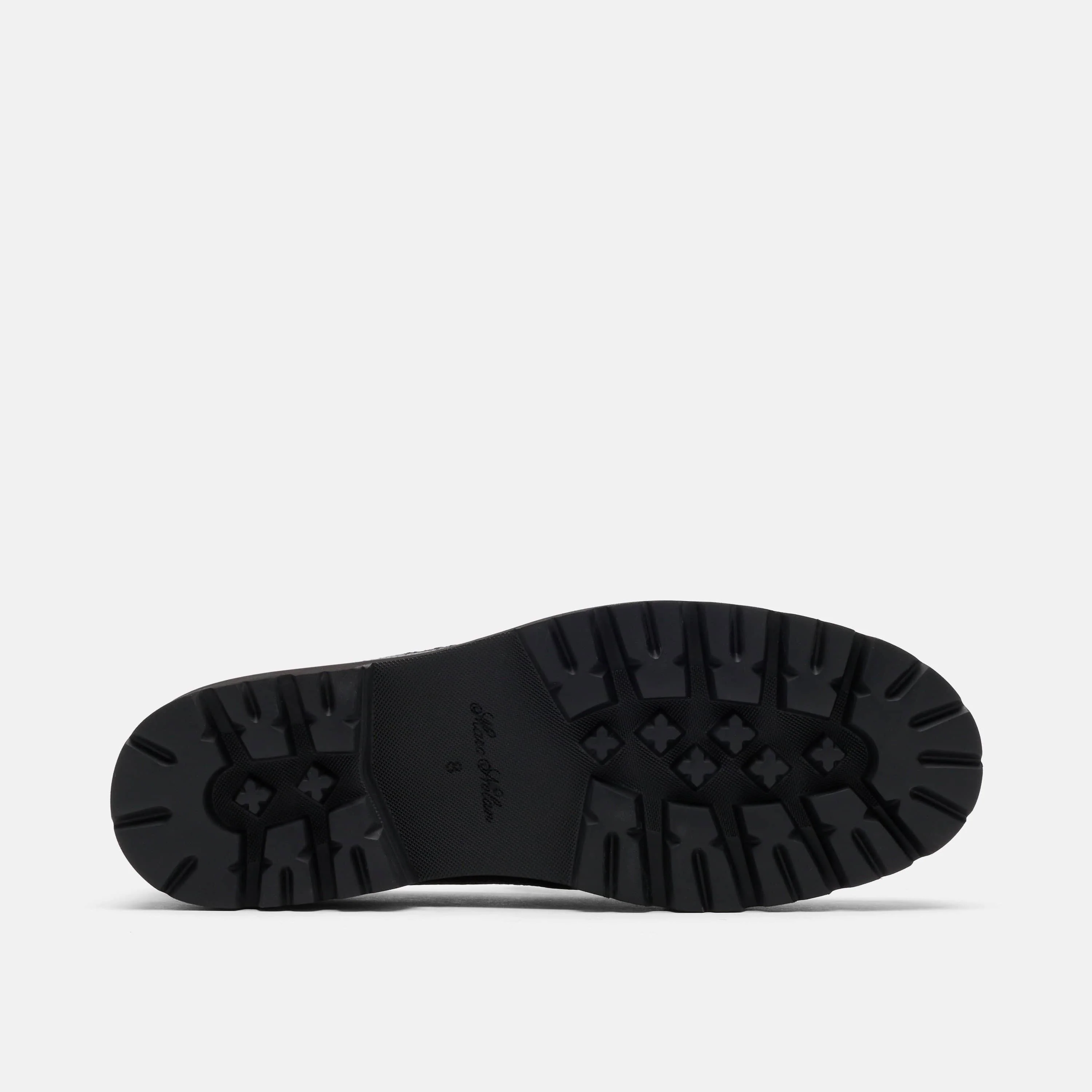 Adler Black Pebble Leather Lug Penny Loafers - Image 6