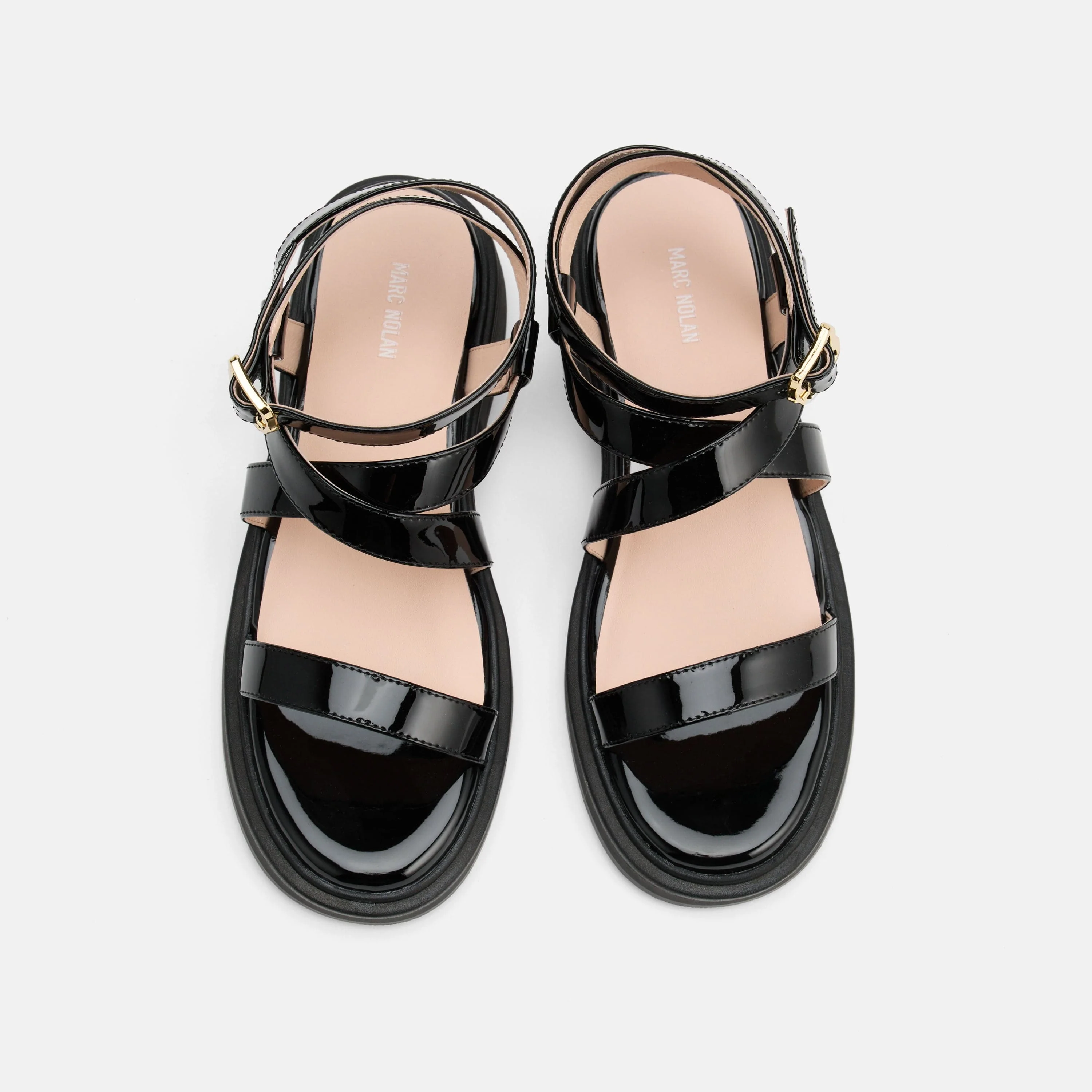 Adriana Black Patent Strappy Block Heel Sandal - Image 5
