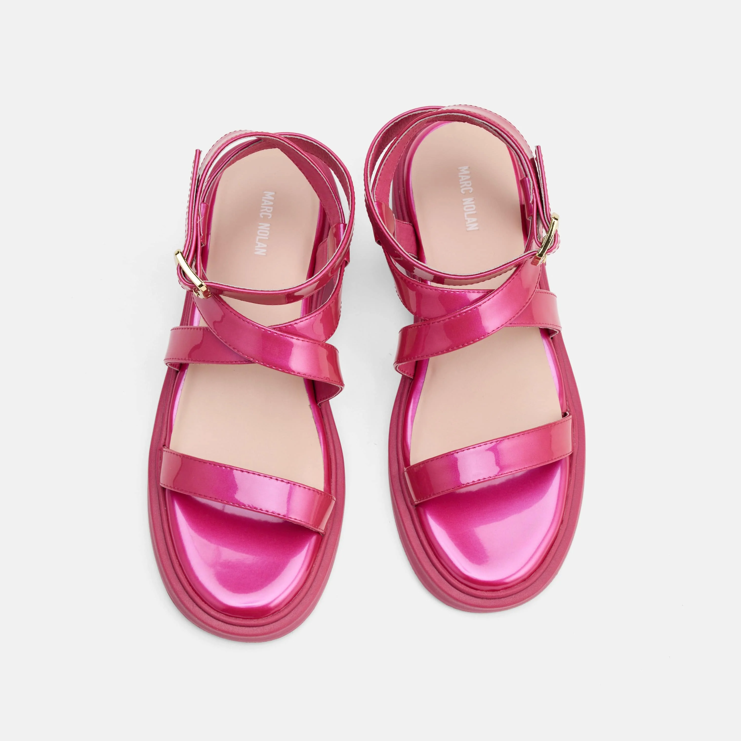 Adriana Magenta Patent Strappy Block Heel Sandal - Image 5