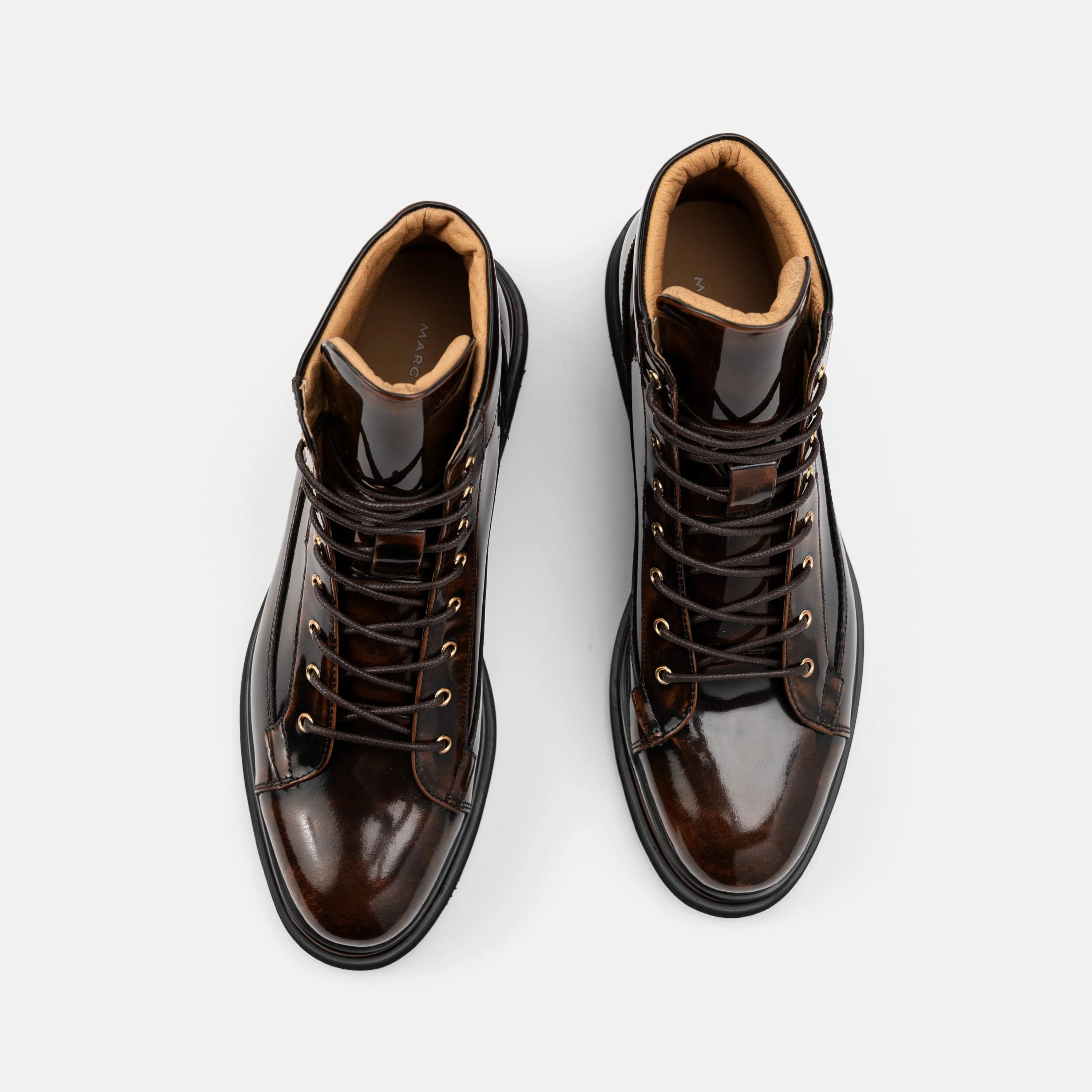 Aiden Mahogany Patent Leather Combat Boots - Image 5