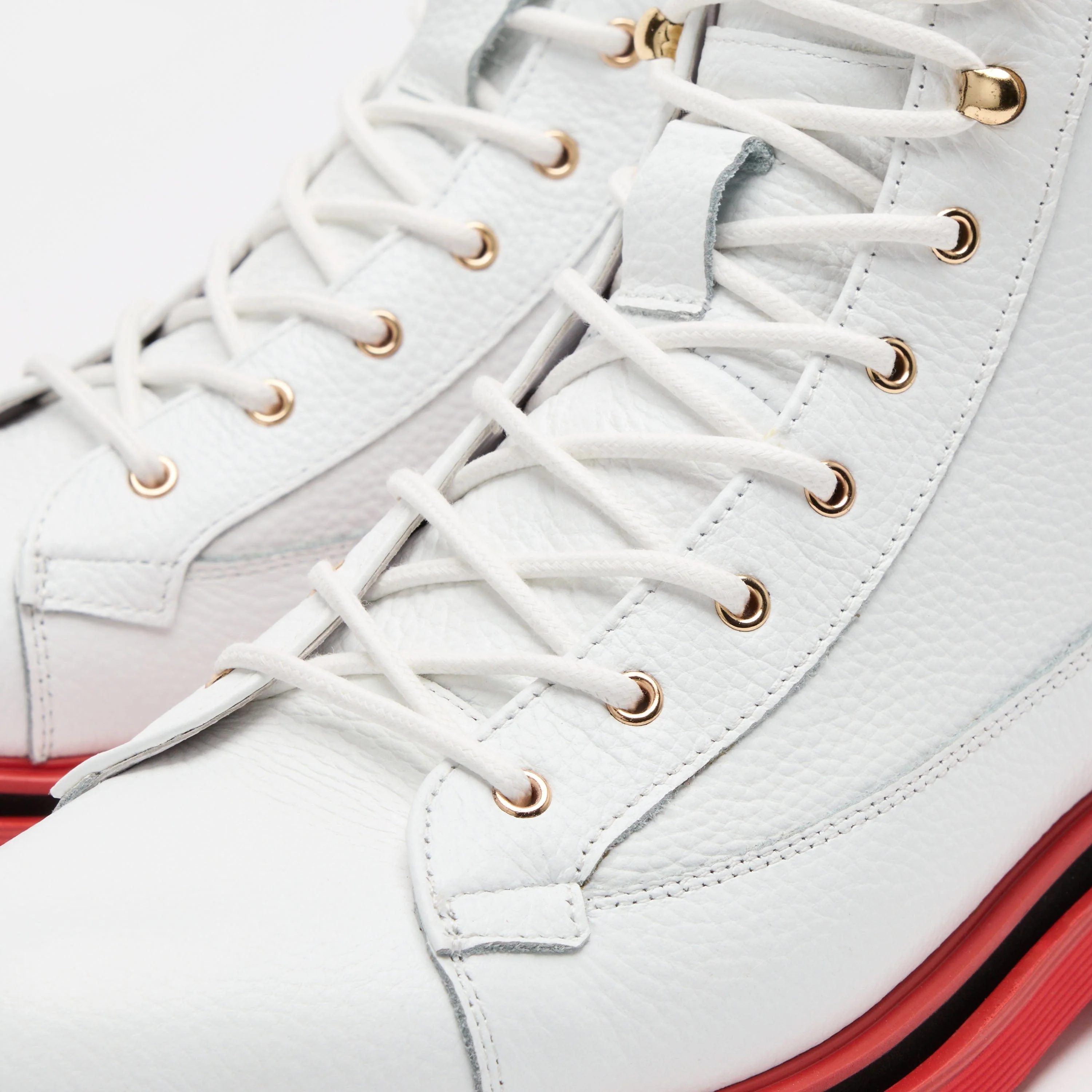 Aiden White Pebble Leather Combat Boots - Image 3