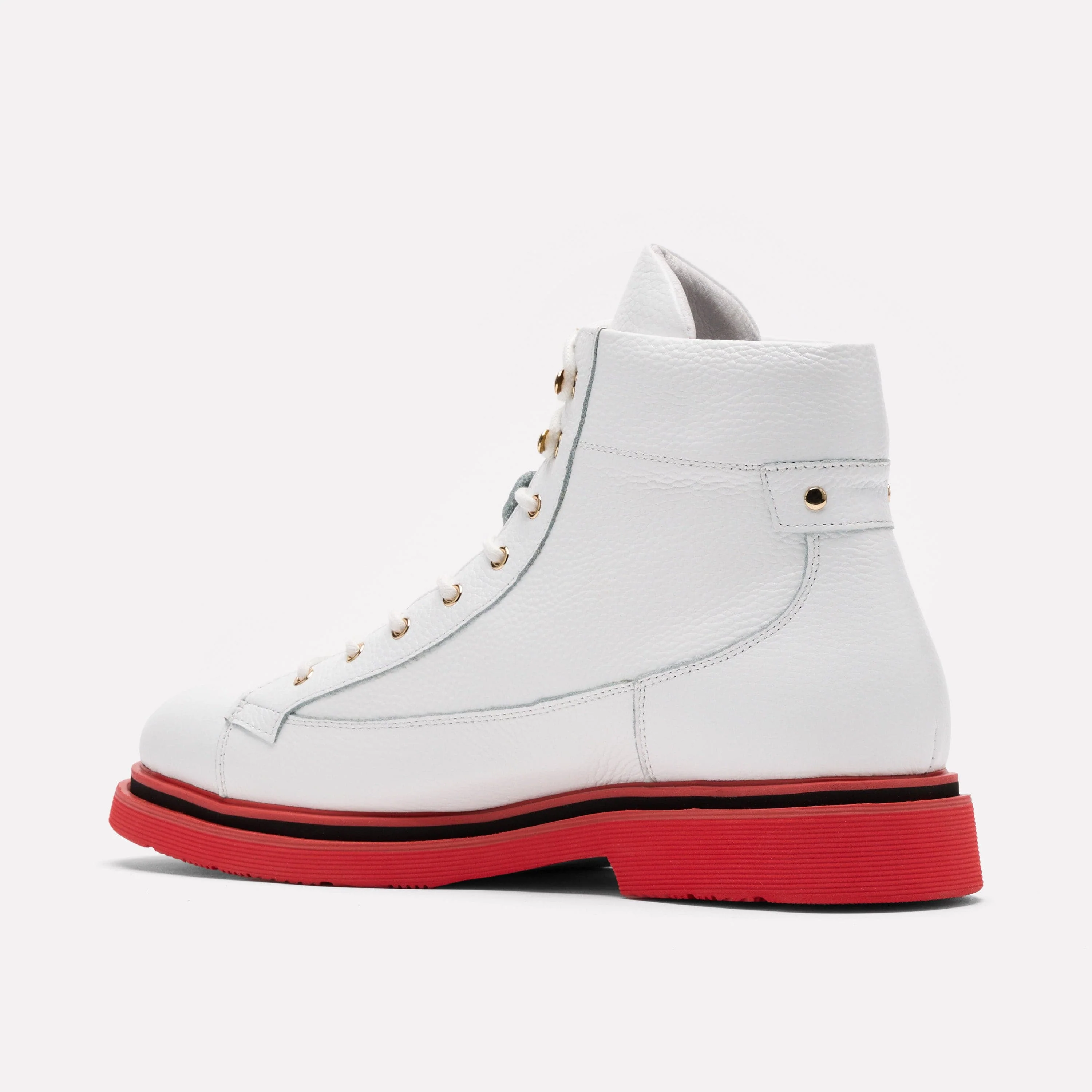 Aiden White Pebble Leather Combat Boots - Image 4