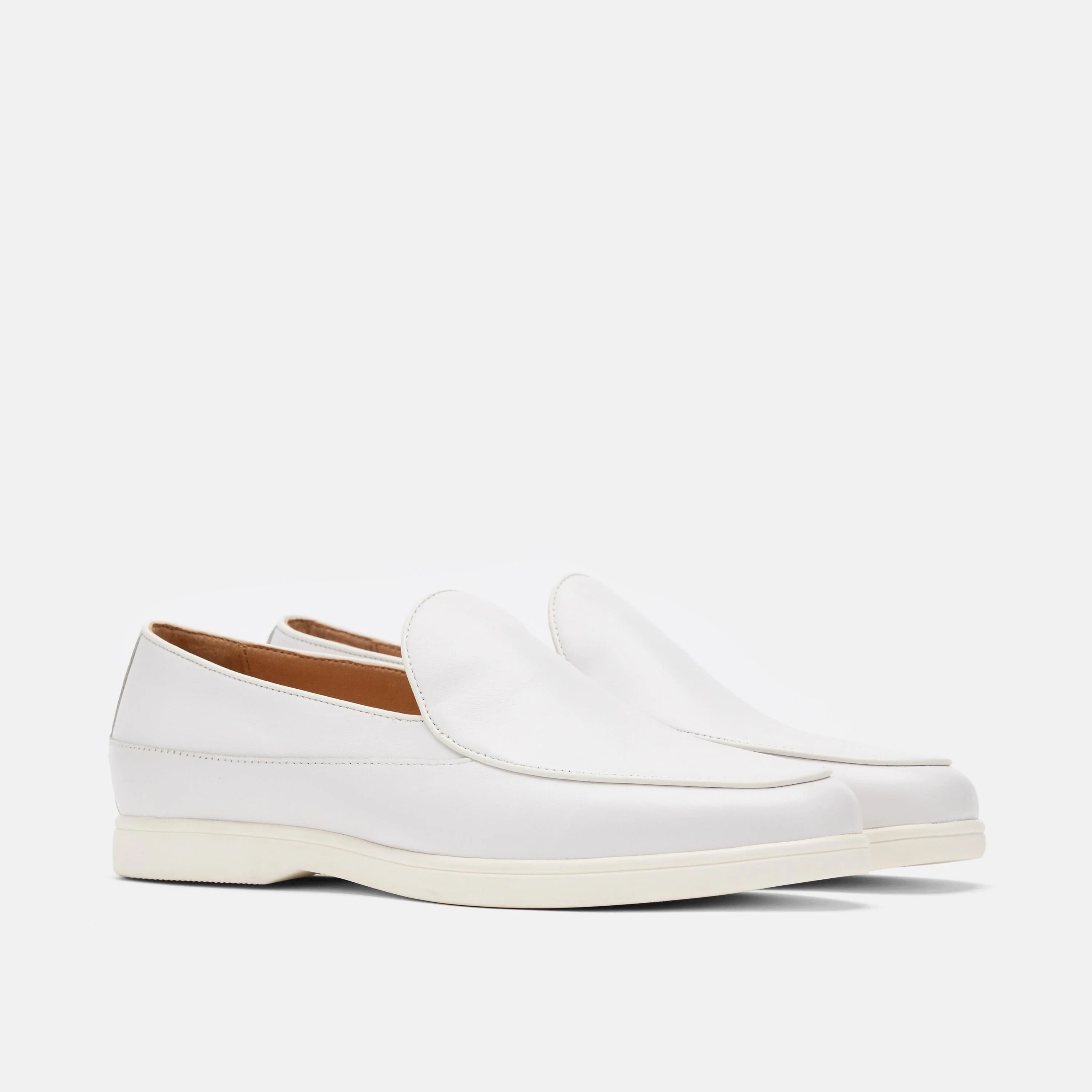 Alessandro White Leather Venetian Loafers - Image 2