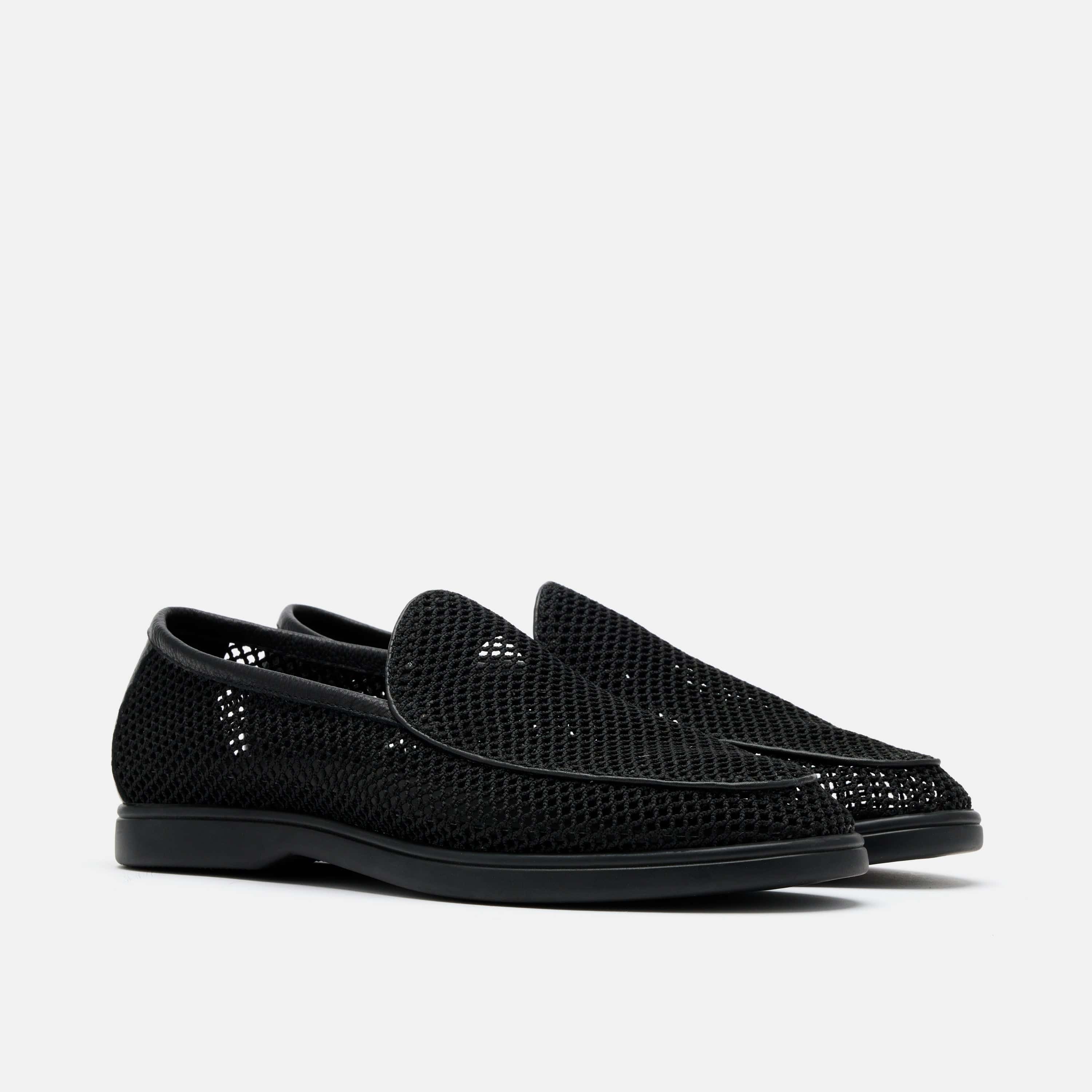 Alessandro Black Mesh Venetian Loafers - Image 2