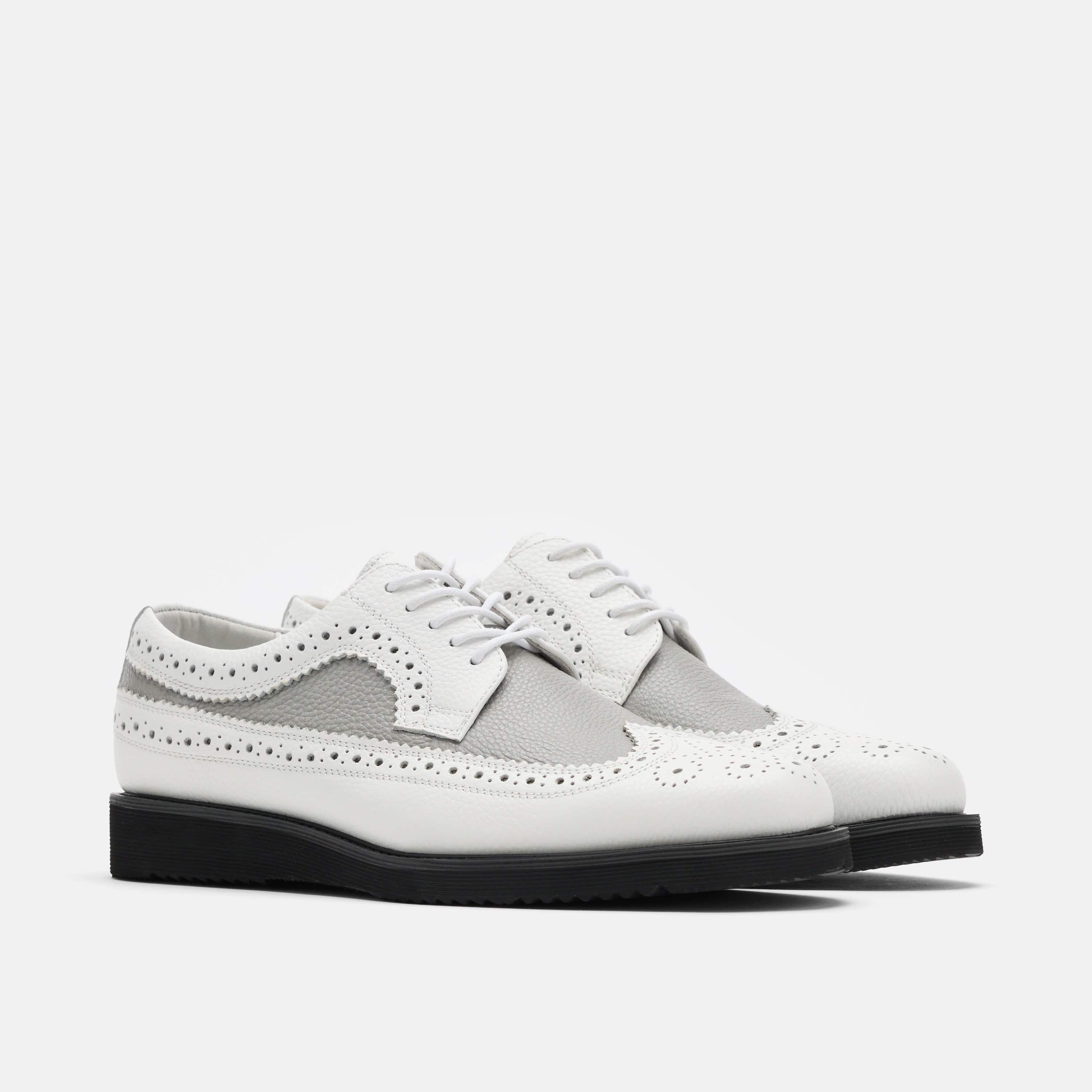 Alexander White/Grey Leather Longwing Sneakers - Image 2
