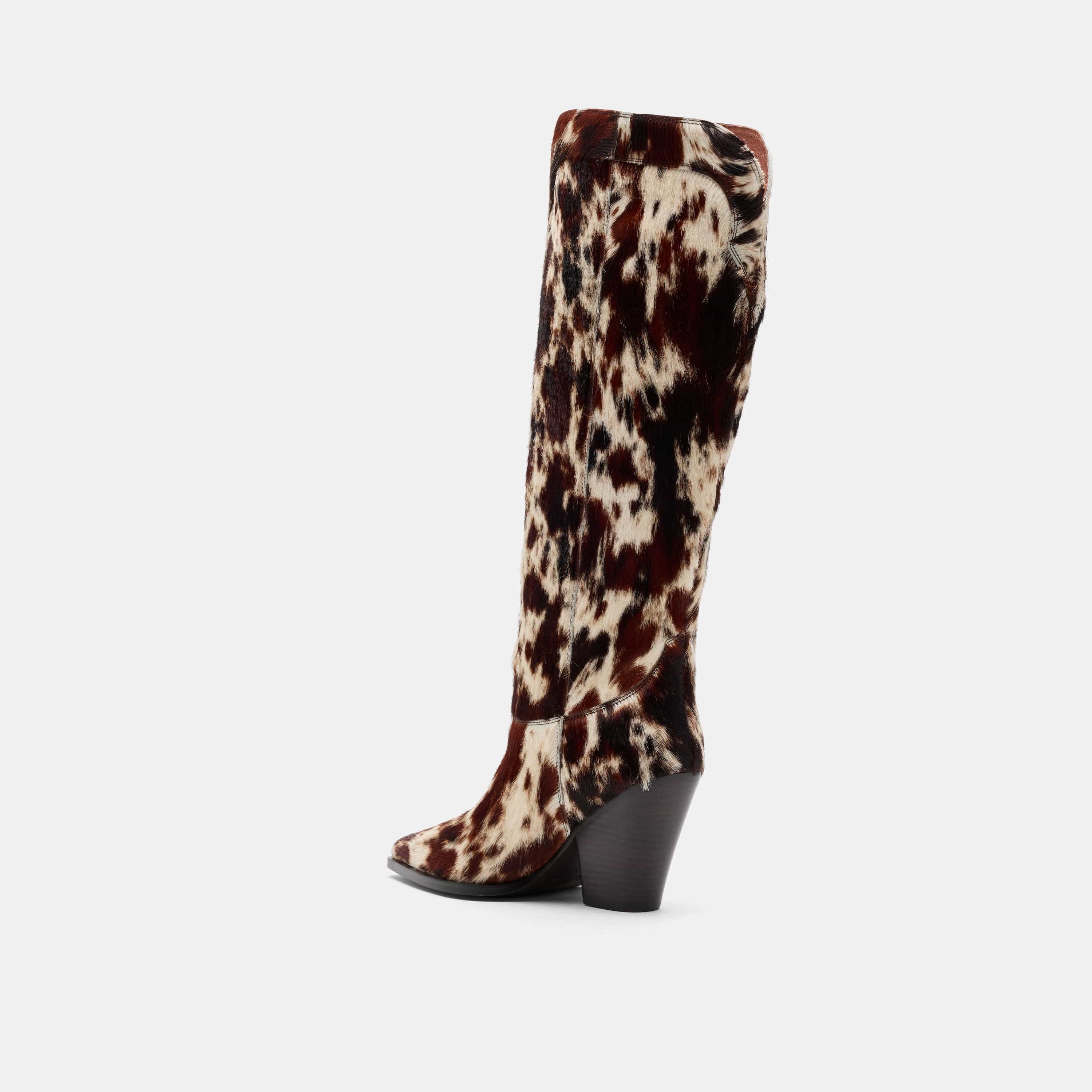 Belle Dark Horse Pony Hair Knee High Boots - Image 5