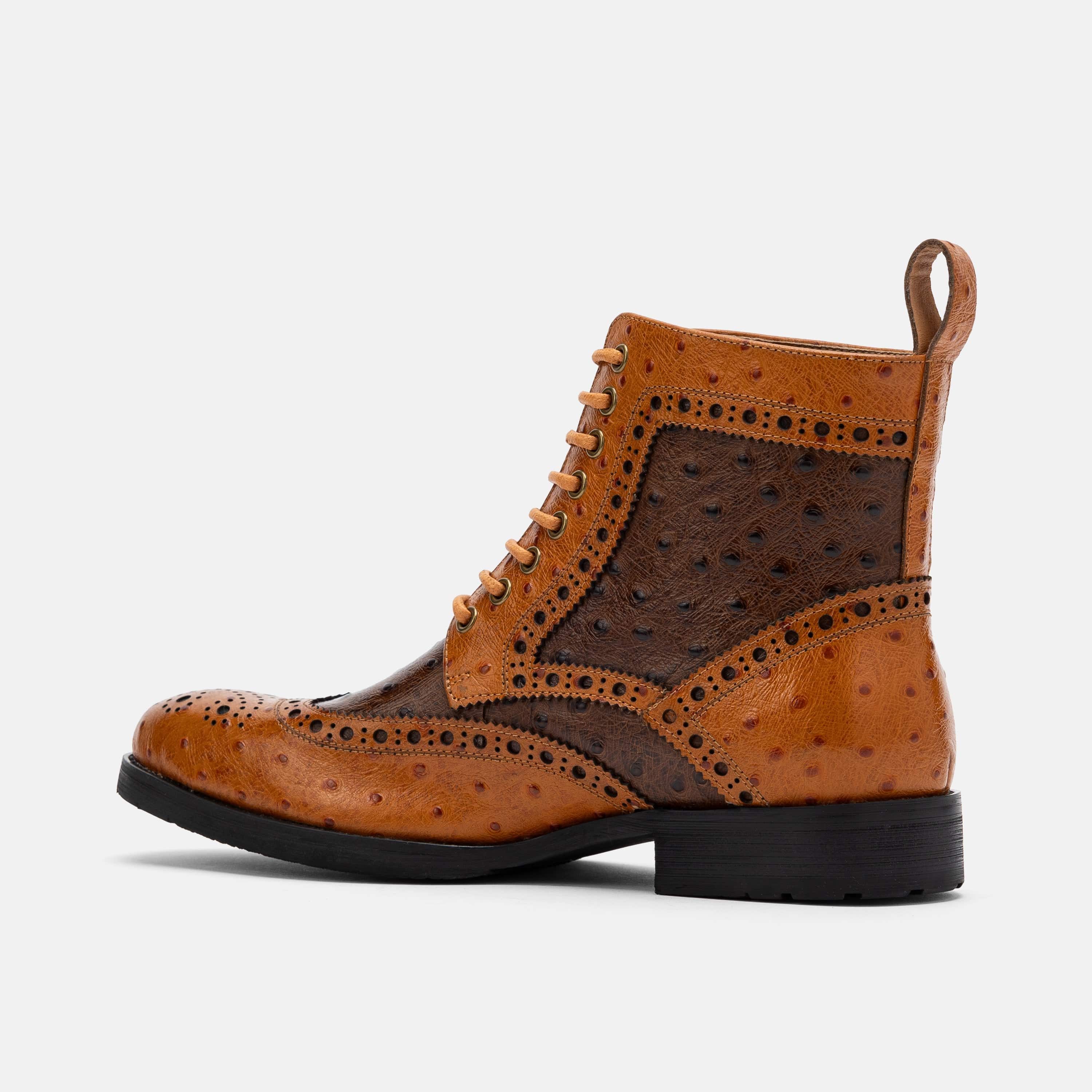 Belmont Cognac/Brown Leather Wingtip Combat Boots - Image 4