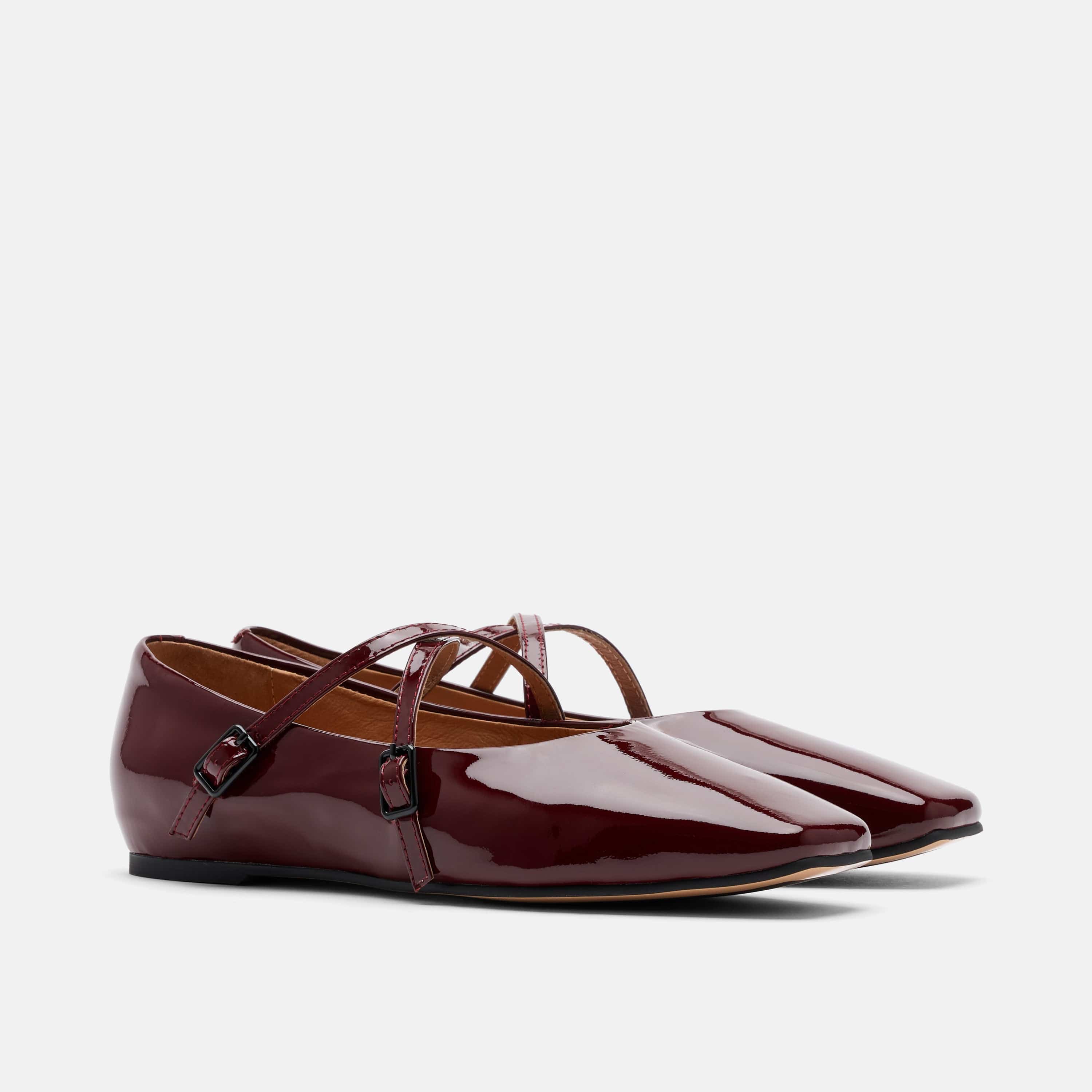 Billie Burgundy Patent Leather Mary Jane Flats - Image 2