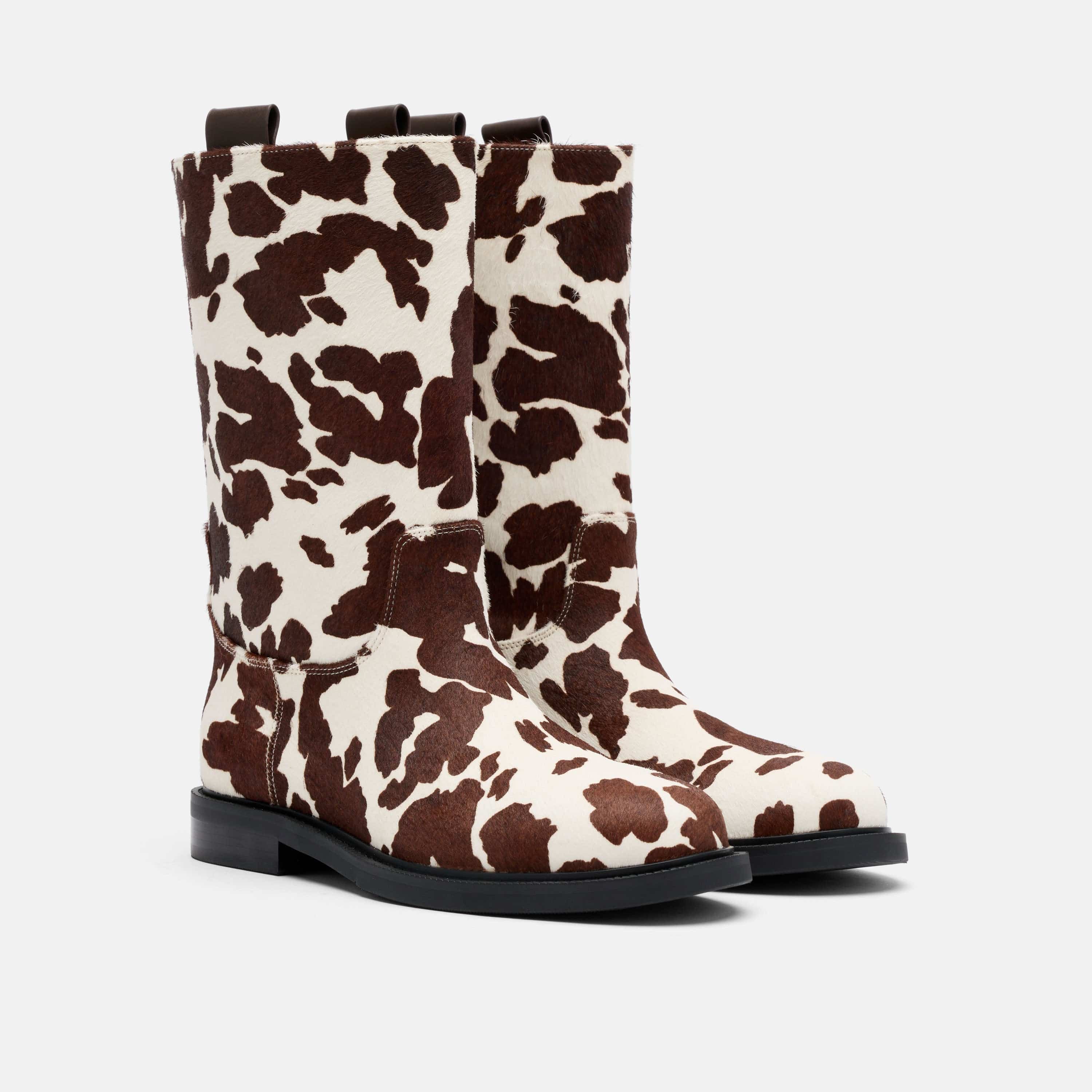 Blair Spotted Cow Pony Hair Mid-Calf Riding Boots - Image 2