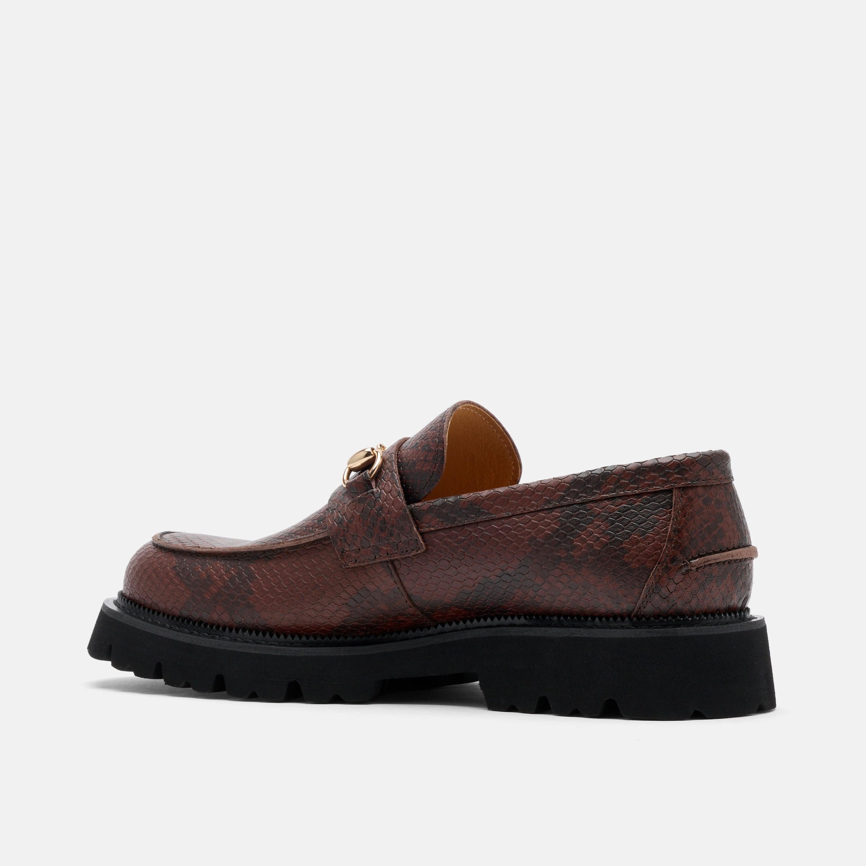 Blake Brown Snake Leather Lug Bit Loafers - Image 5