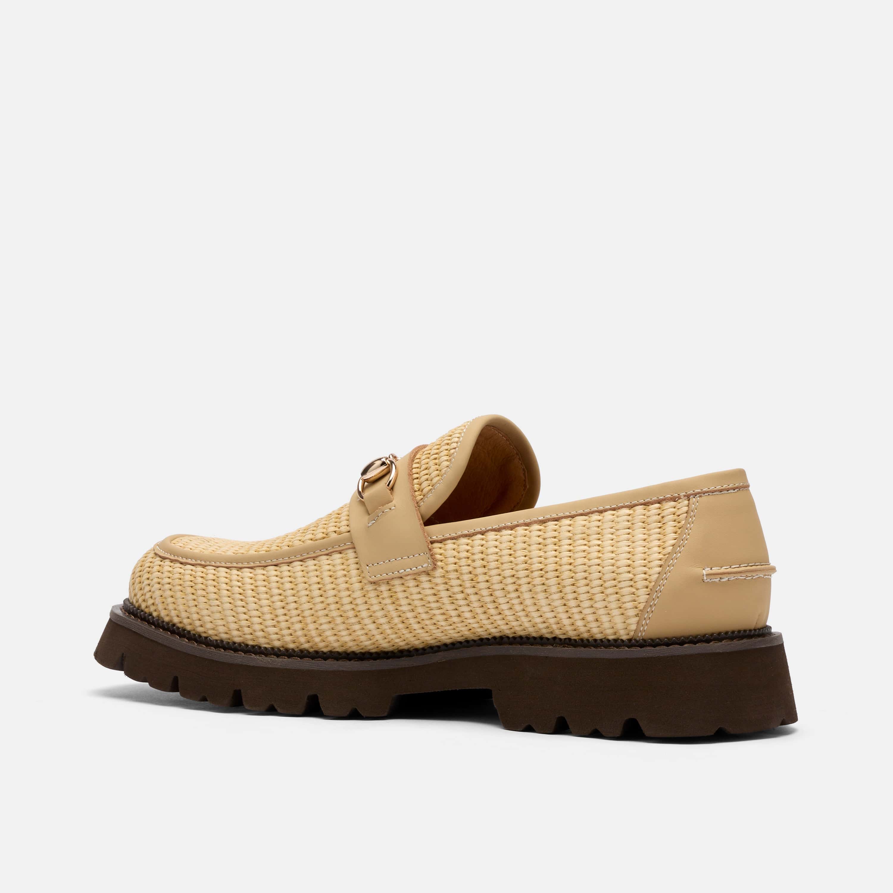 Blake Tan Raffia Lug Bit Loafers - Image 4