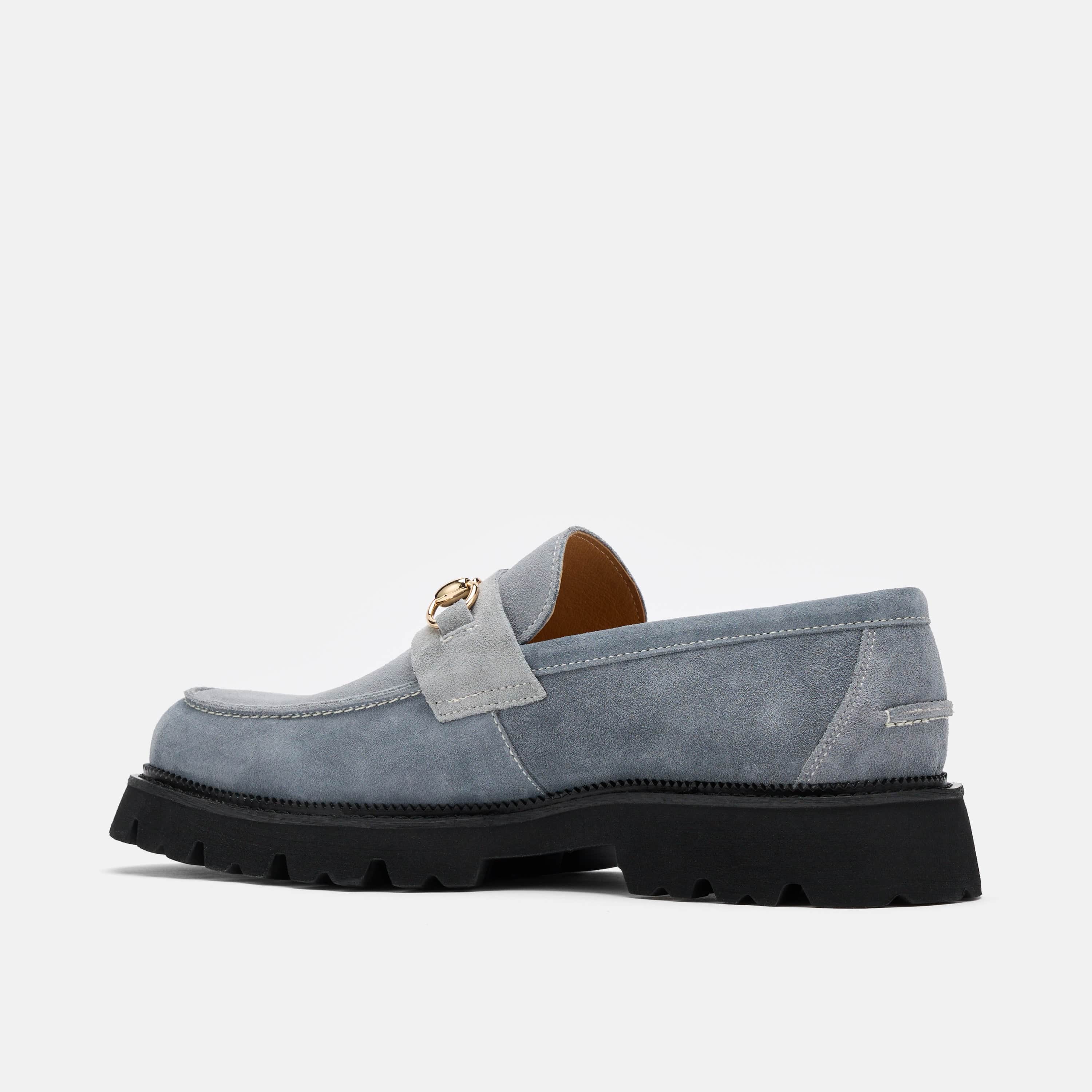 Blake Steel Blue Suede Lug Bit Loafers - Image 4