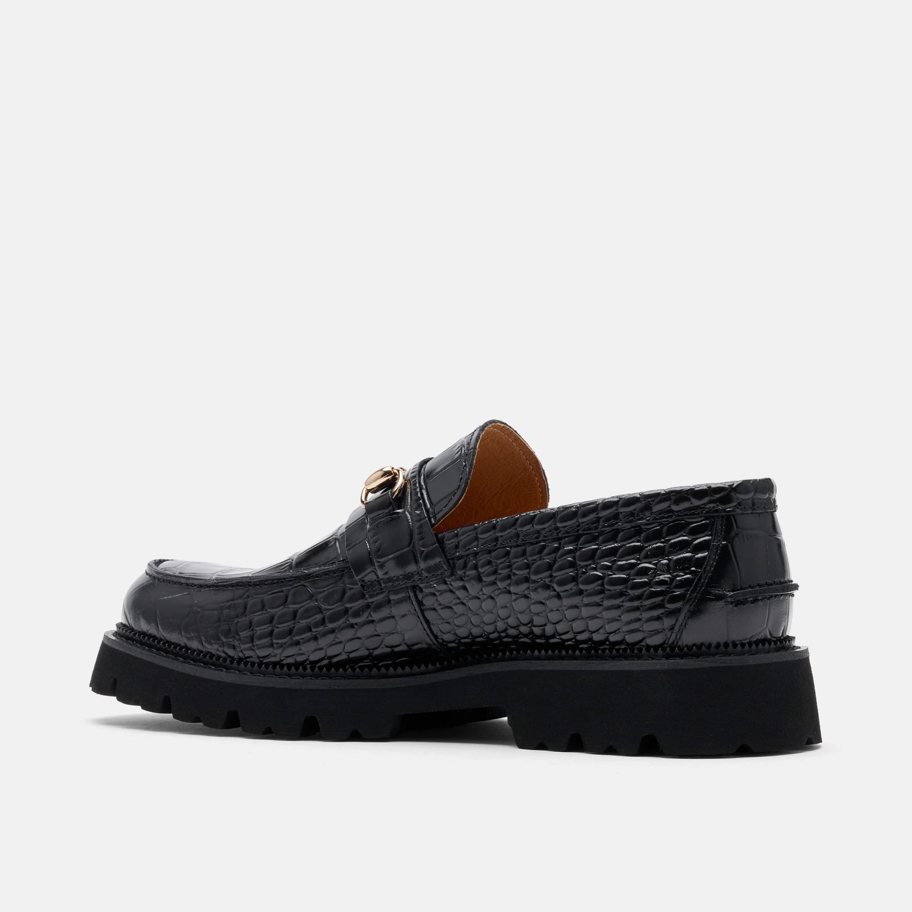 Blake Black Croc Leather Lug Bit Loafers - Image 5