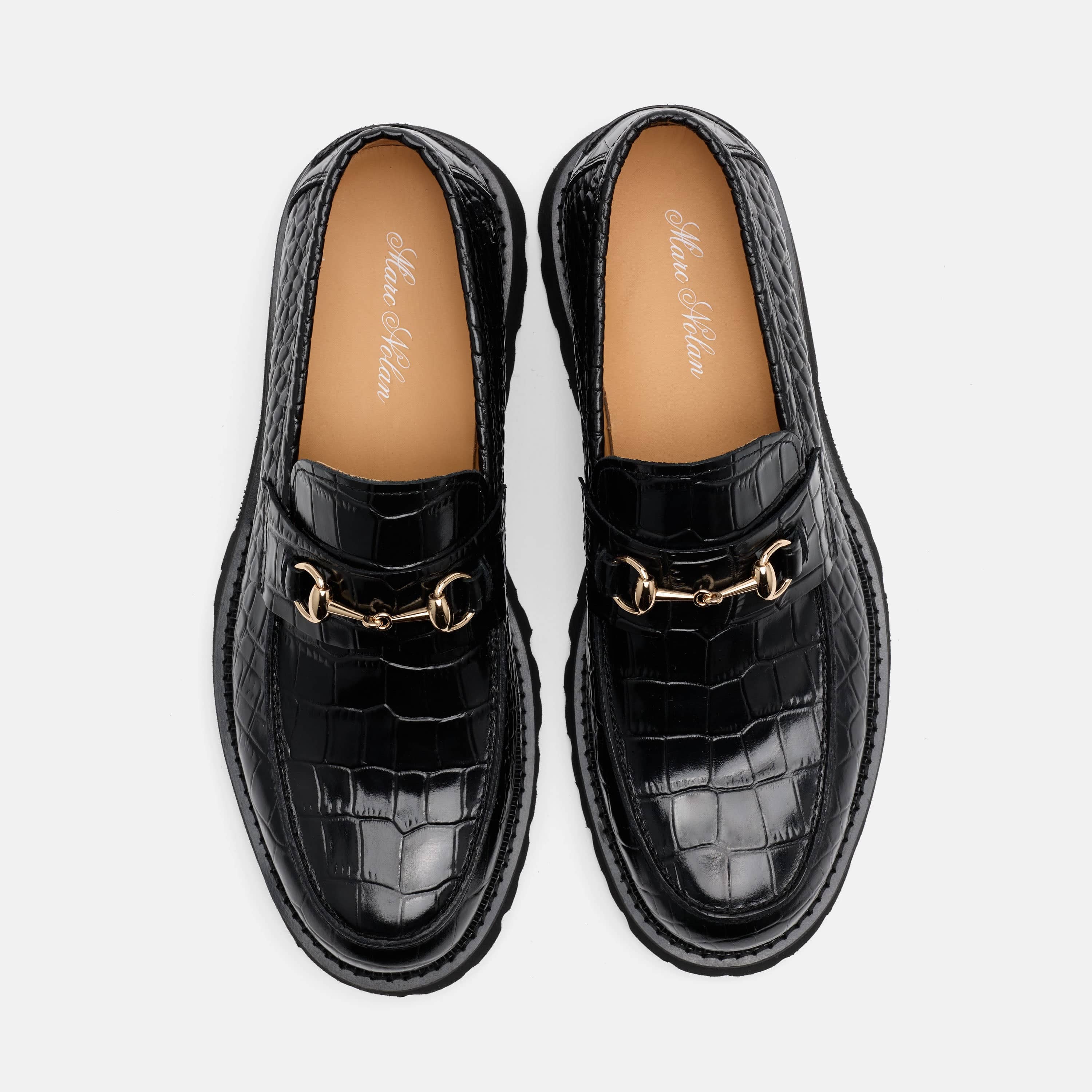 Blake Black Croc Leather Lug Bit Loafers - Image 6