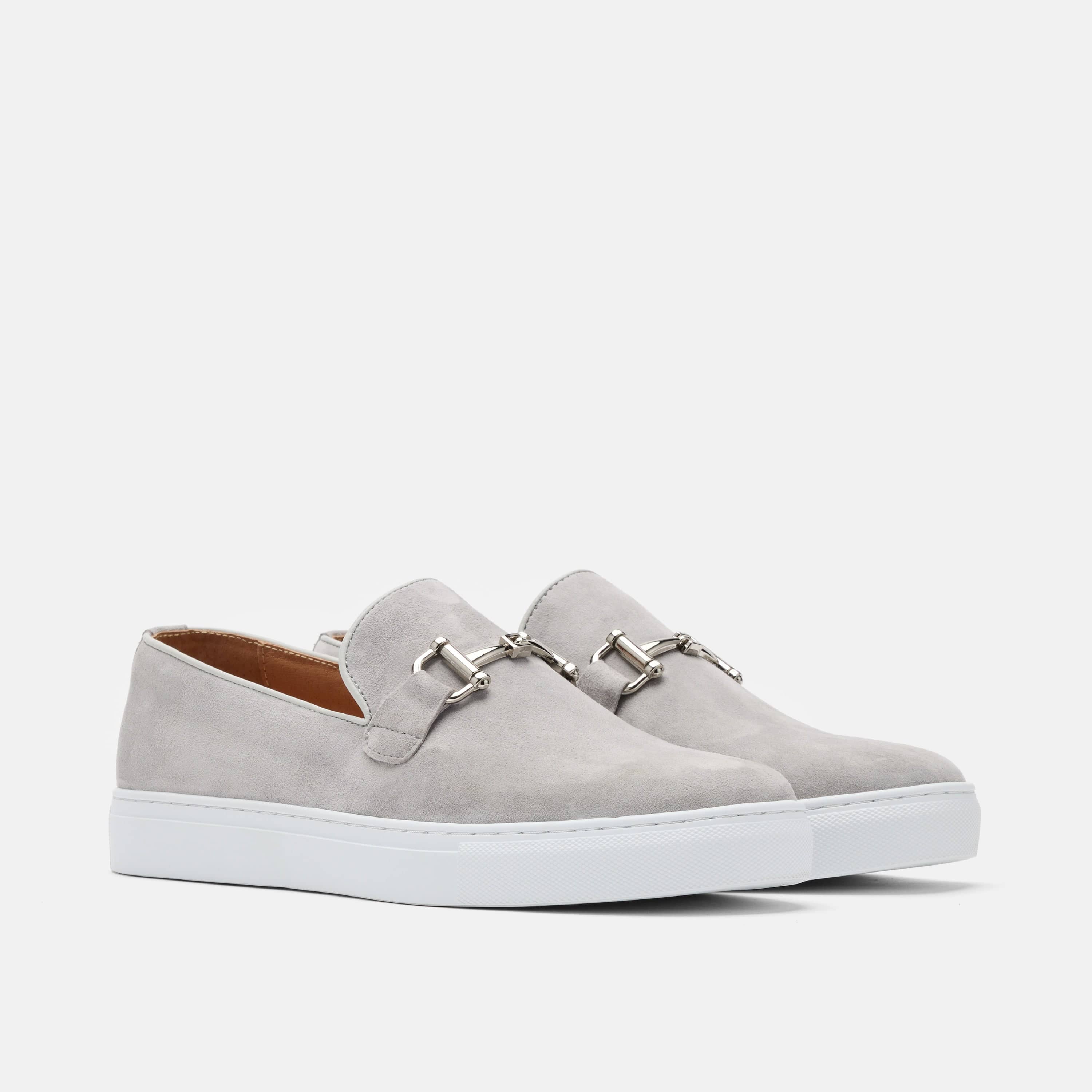 Boardwalk Light Grey Suede Horse-Bit Sneakers - Image 2