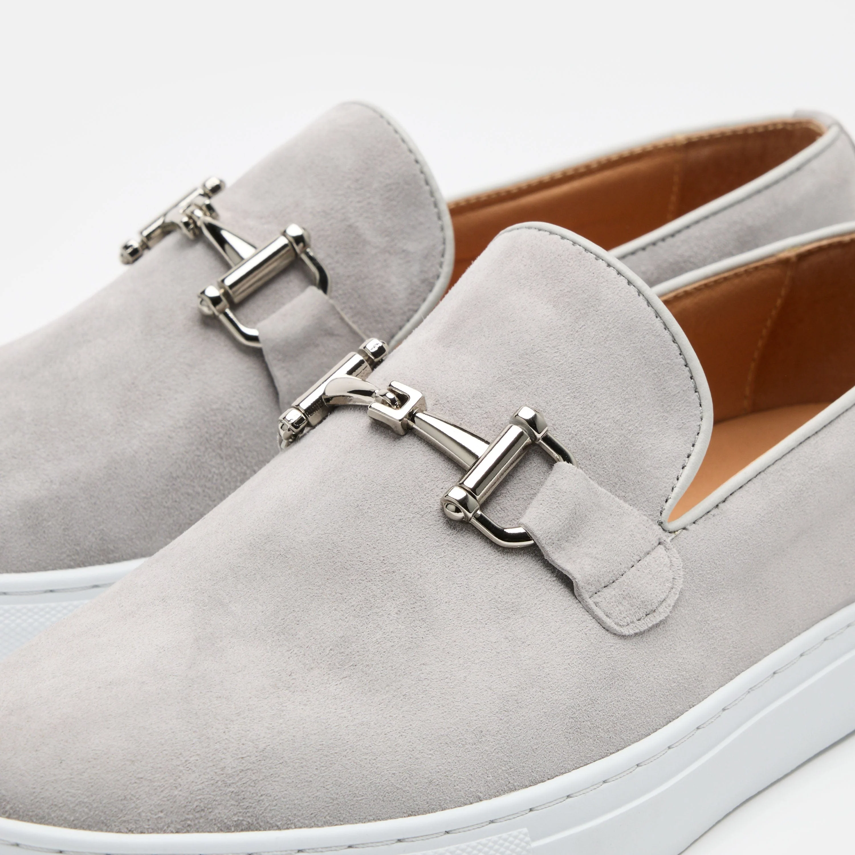 Boardwalk Light Grey Suede Horse-Bit Sneakers - Image 3