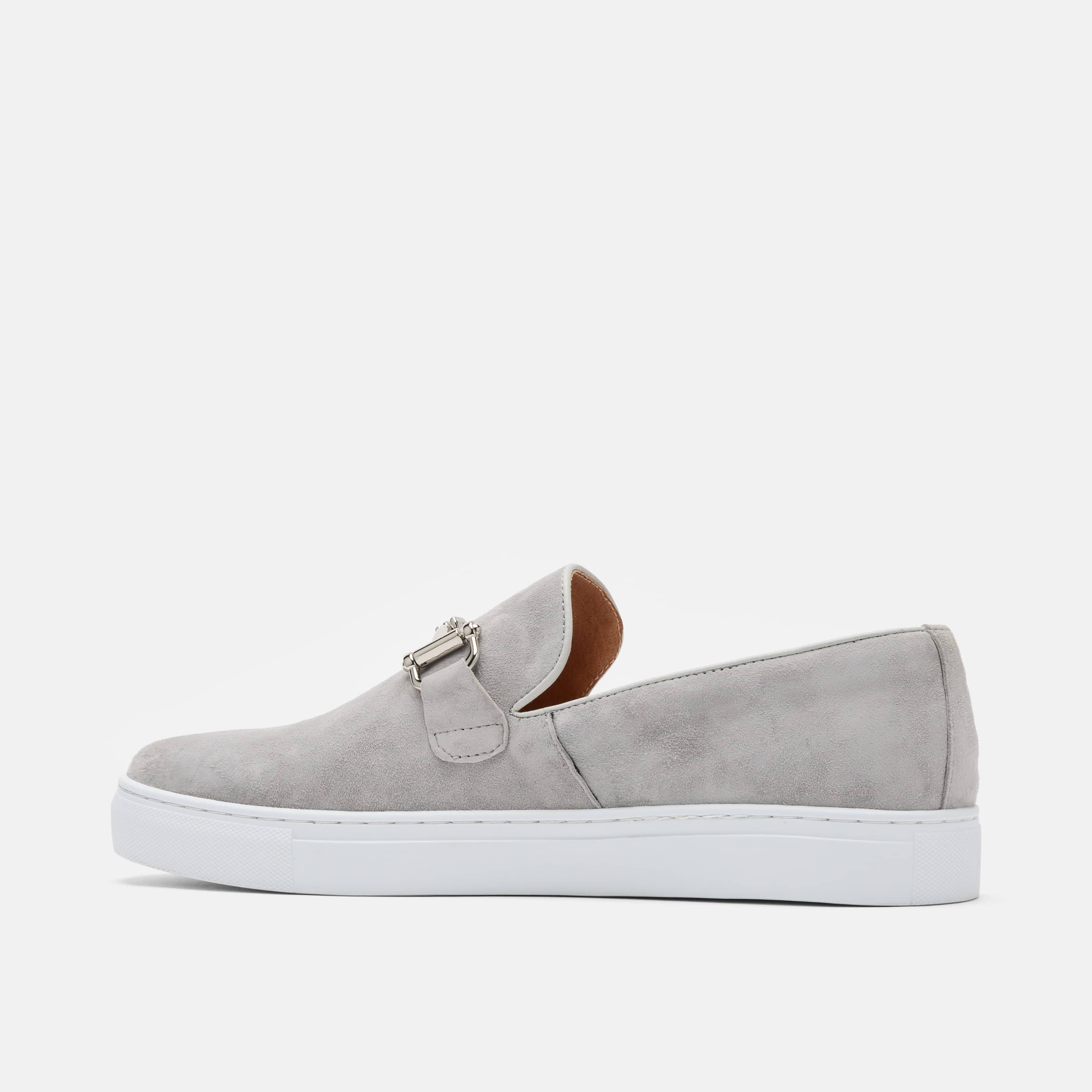 Boardwalk Light Grey Suede Horse-Bit Sneakers - Image 4
