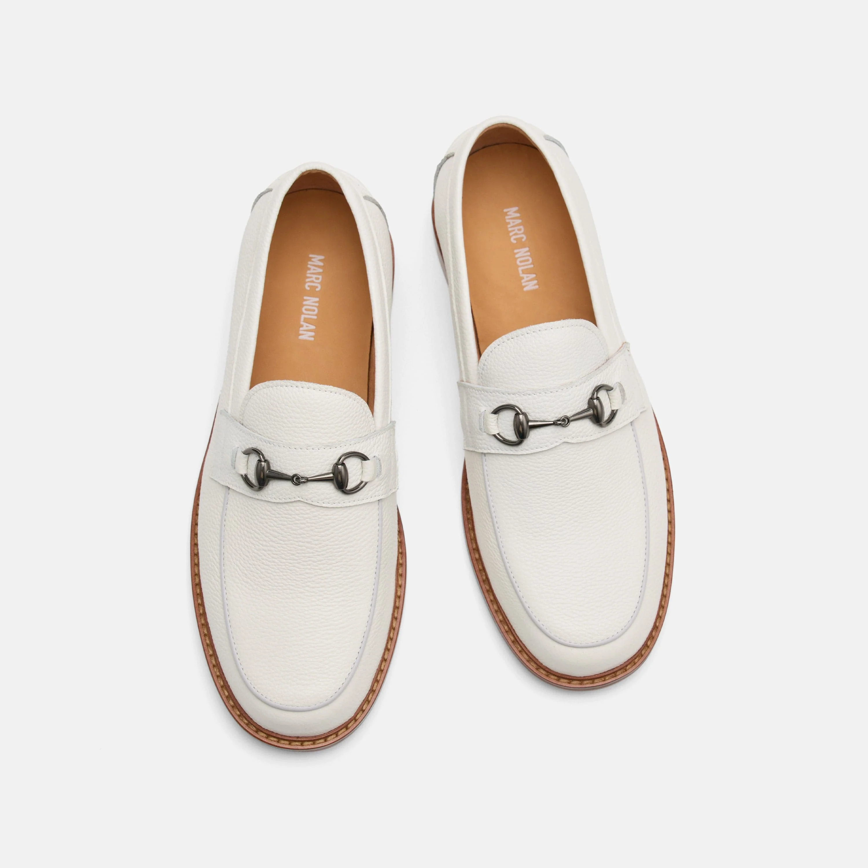 Boardwalk White Pebble Leather Horse-Bit Loafers - Image 4