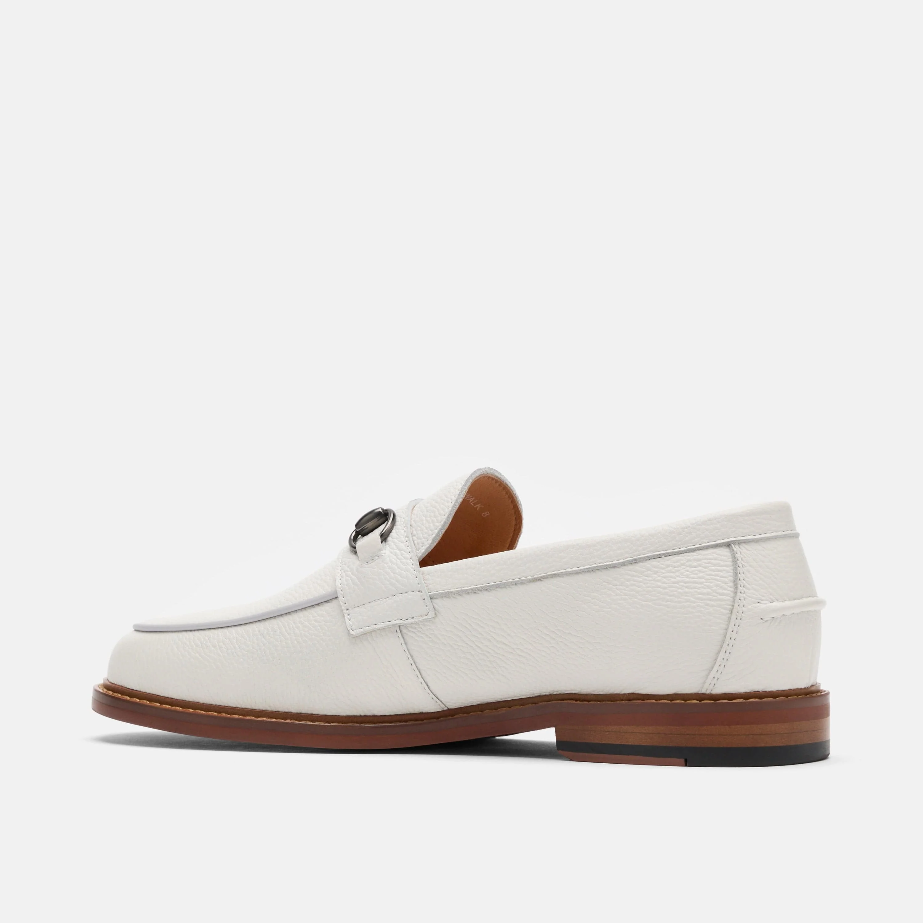 Boardwalk White Pebble Leather Horse-Bit Loafers - Image 5