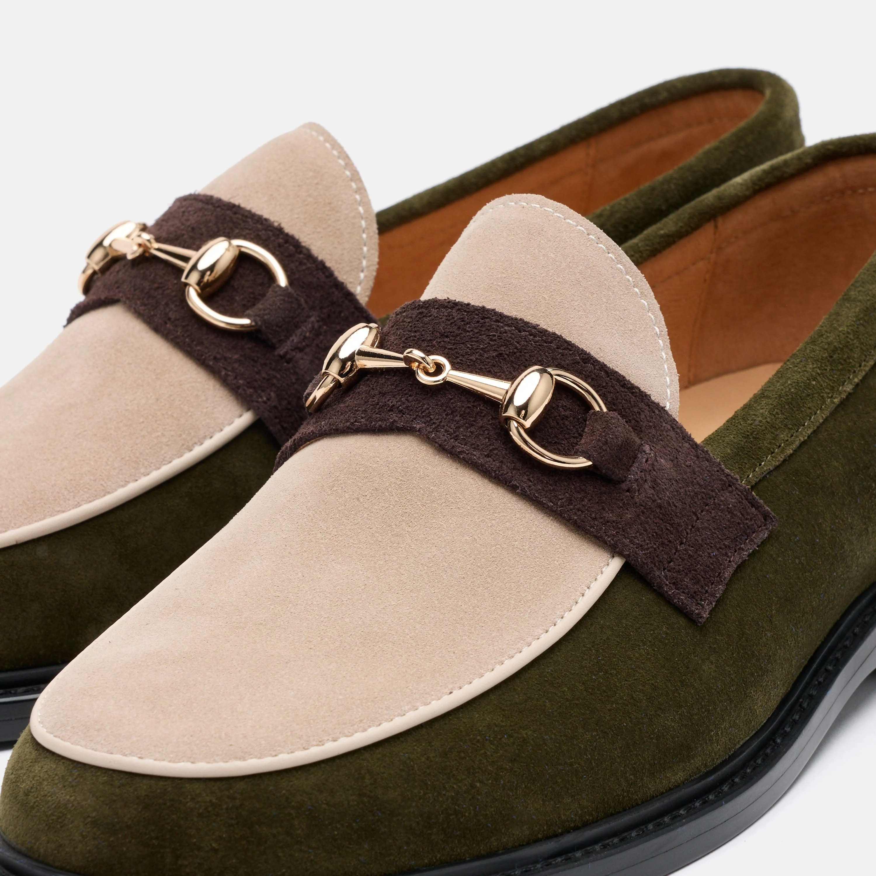 Boardwalk Hunter Green/Cream Suede Horse-Bit Loafers - Image 3