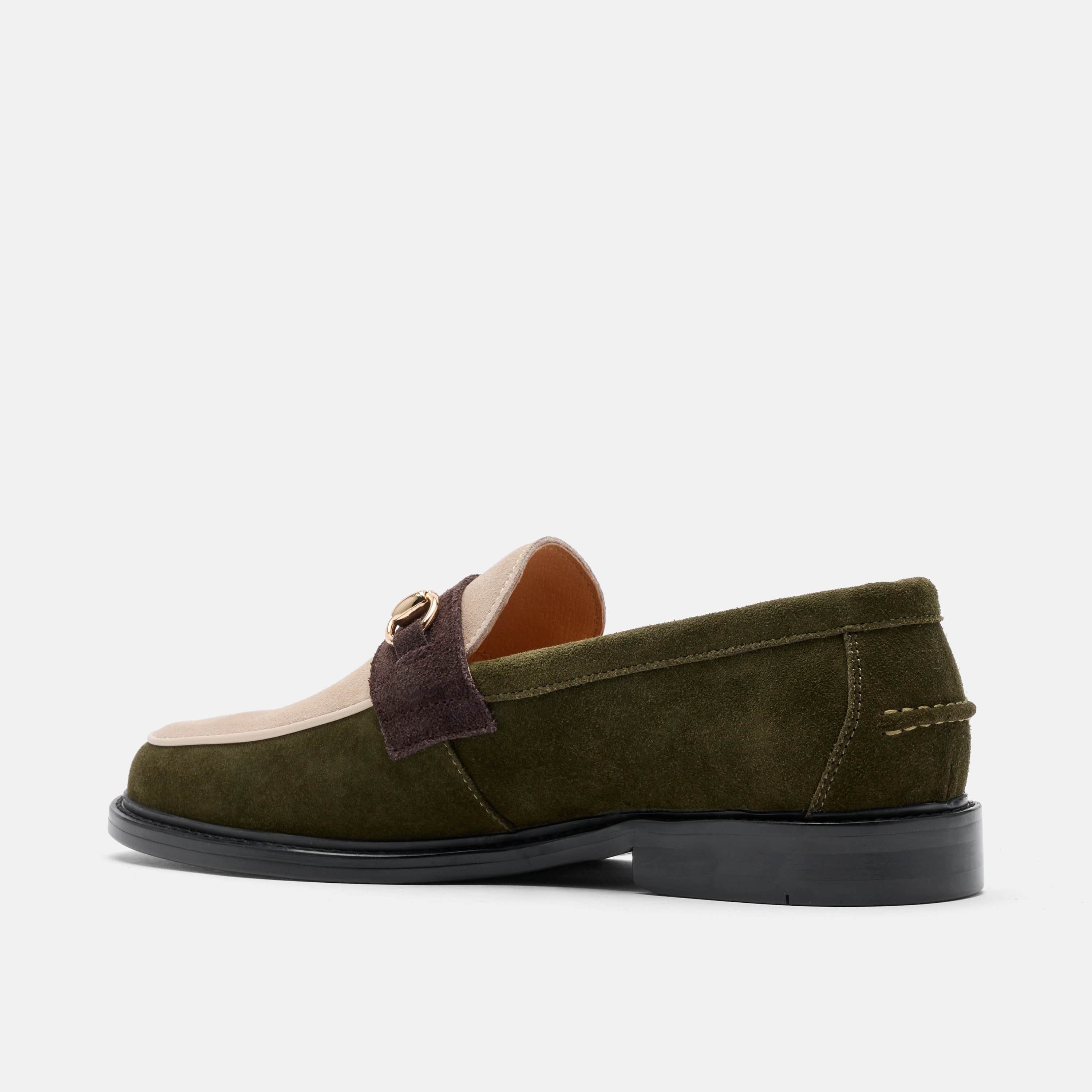 Boardwalk Hunter Green/Cream Suede Horse-Bit Loafers - Image 5