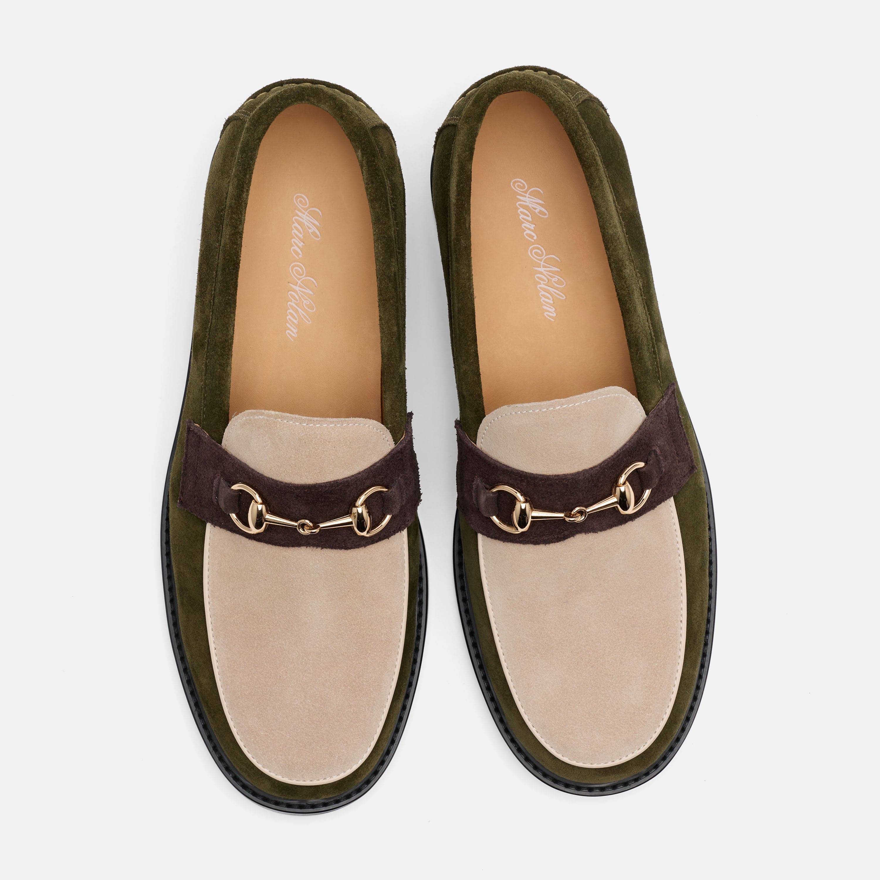 Boardwalk Hunter Green/Cream Suede Horse-Bit Loafers - Image 6