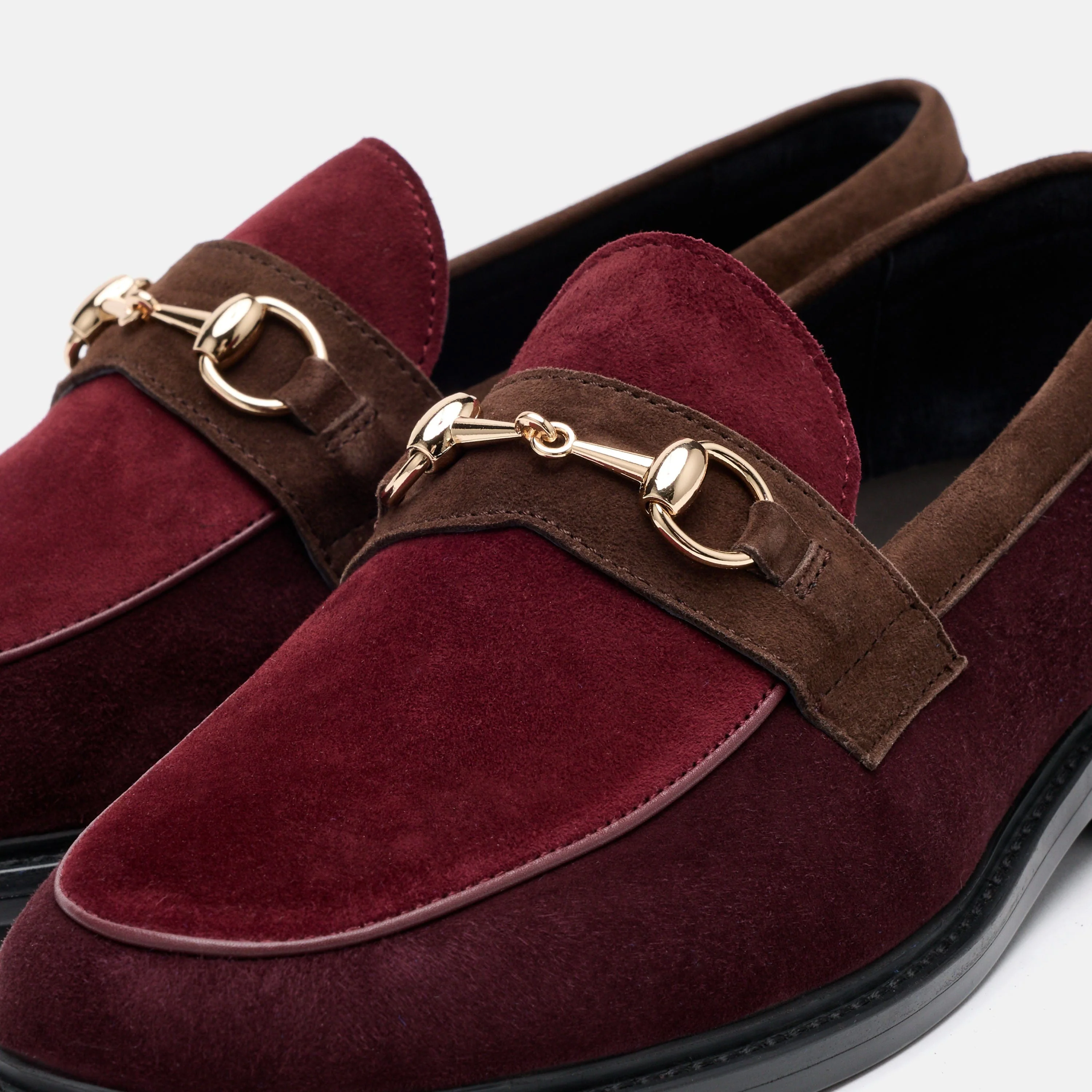 Boardwalk Triple Burgundy Suede Horse-Bit Loafers - Image 3