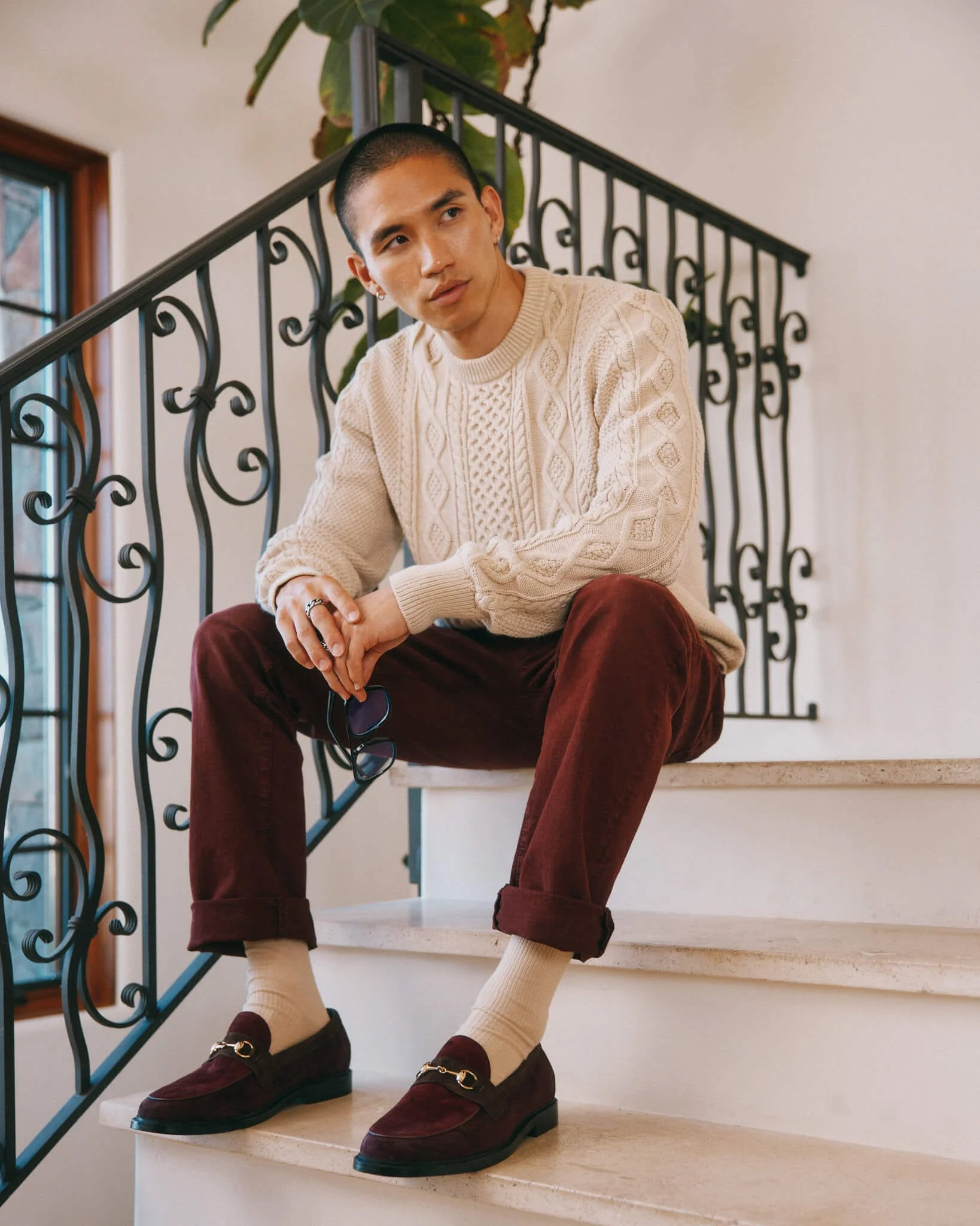 Boardwalk Triple Burgundy Suede Horse-Bit Loafers - Image 4