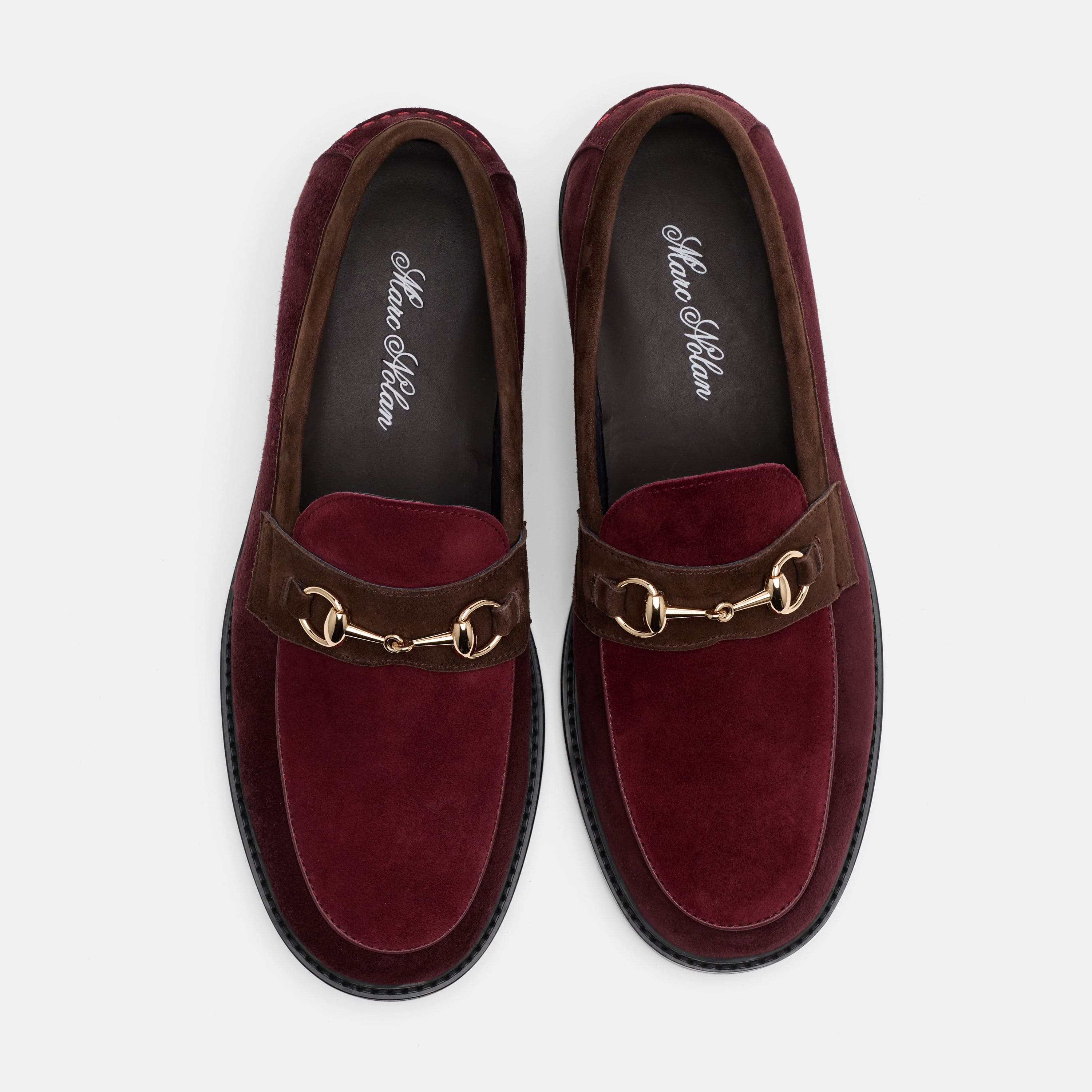 Boardwalk Triple Burgundy Suede Horse-Bit Loafers - Image 6