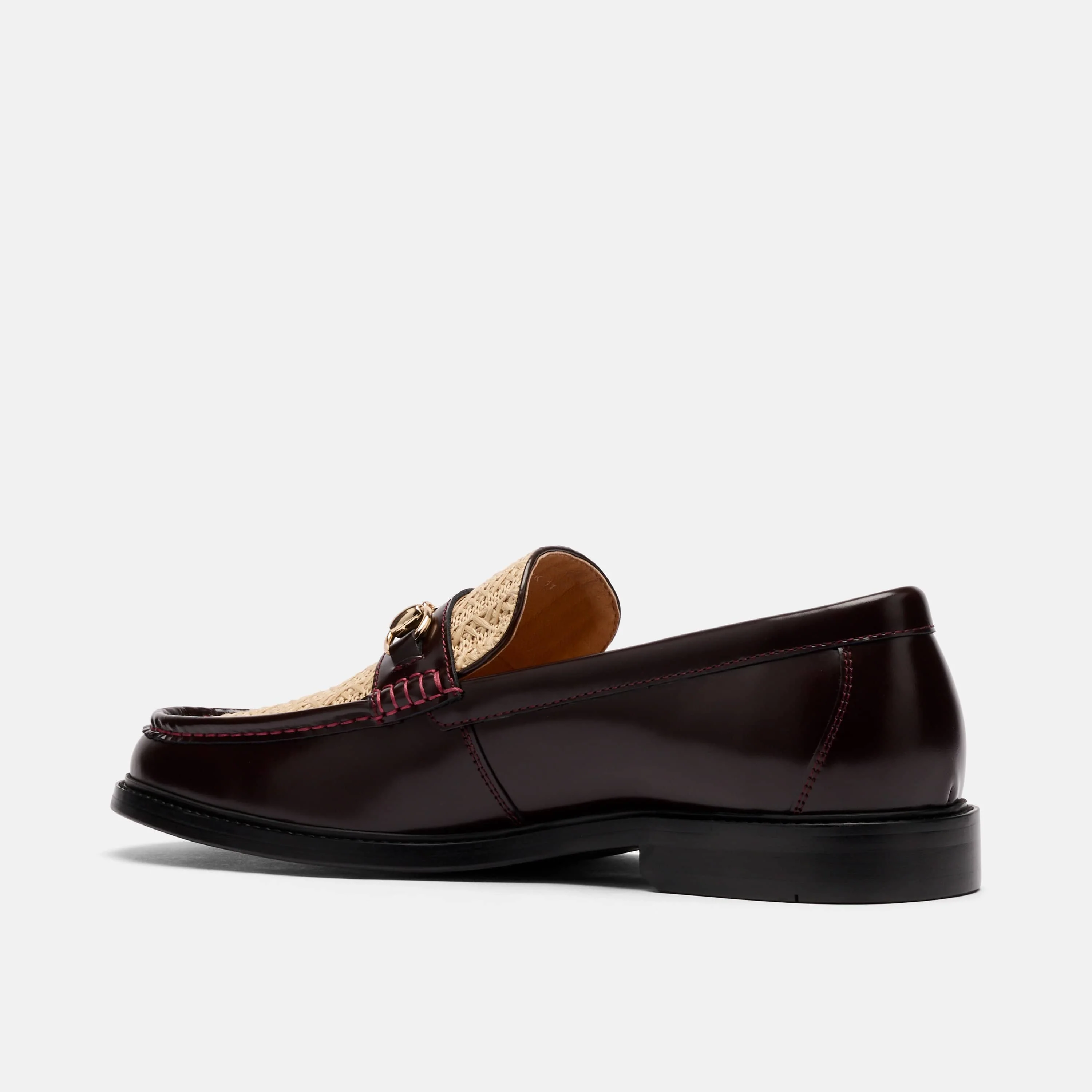 Boardwalk Burgundy/Raffia Leather Horse-Bit Loafers - Image 4