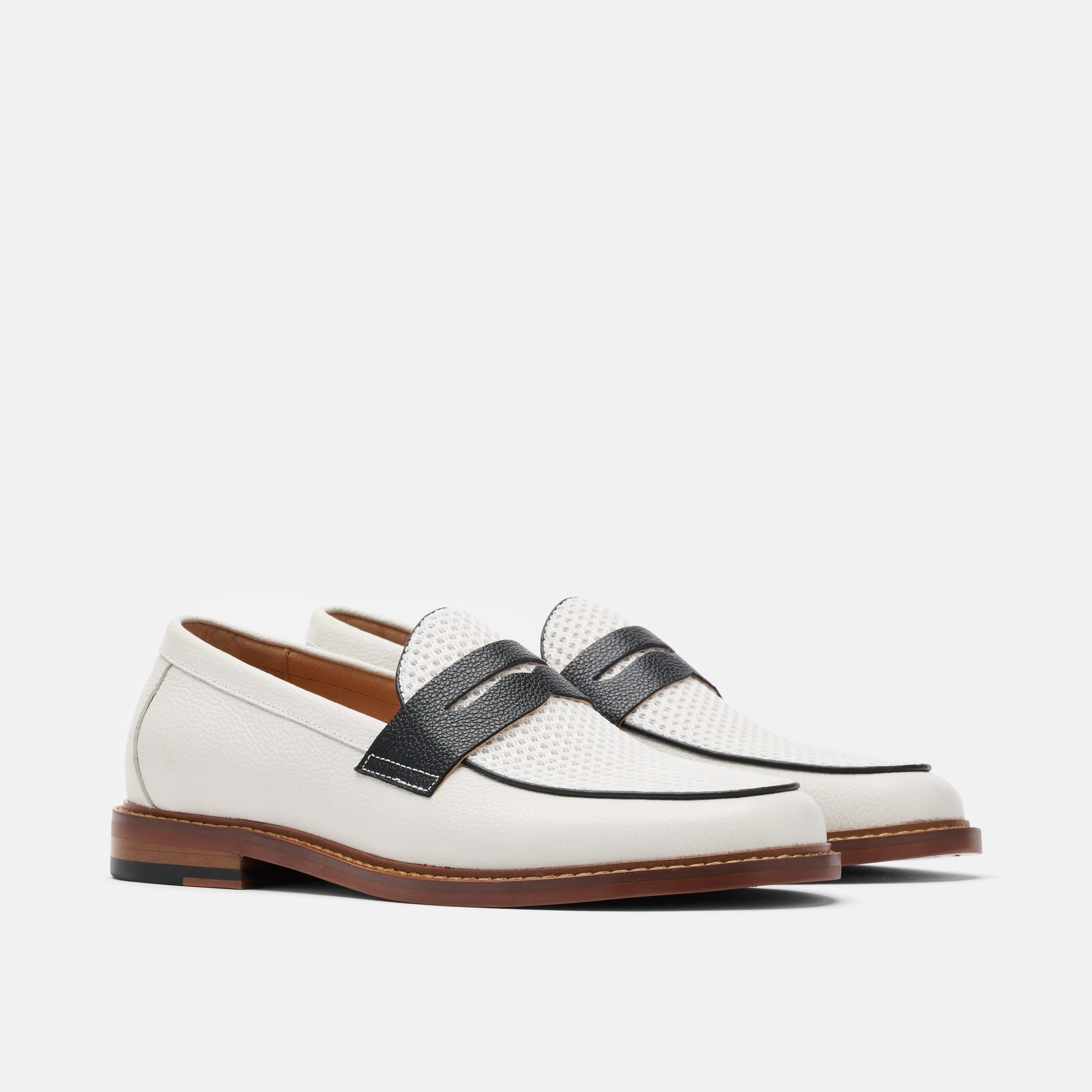 Calum White Leather Penny Loafers - Image 2