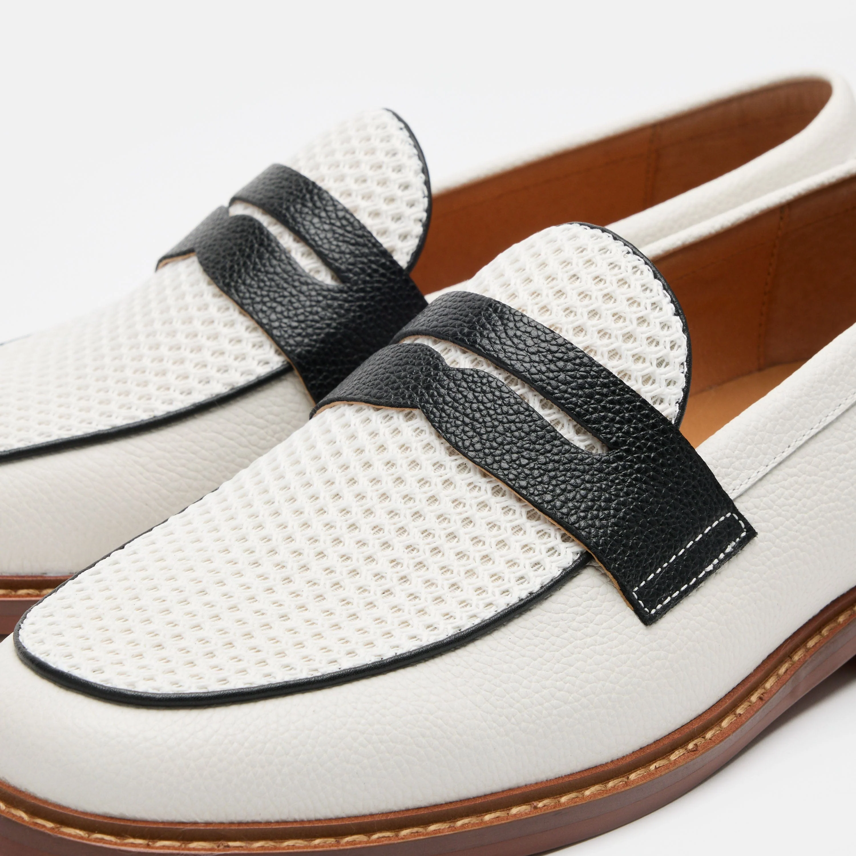 Calum White Leather Penny Loafers - Image 3