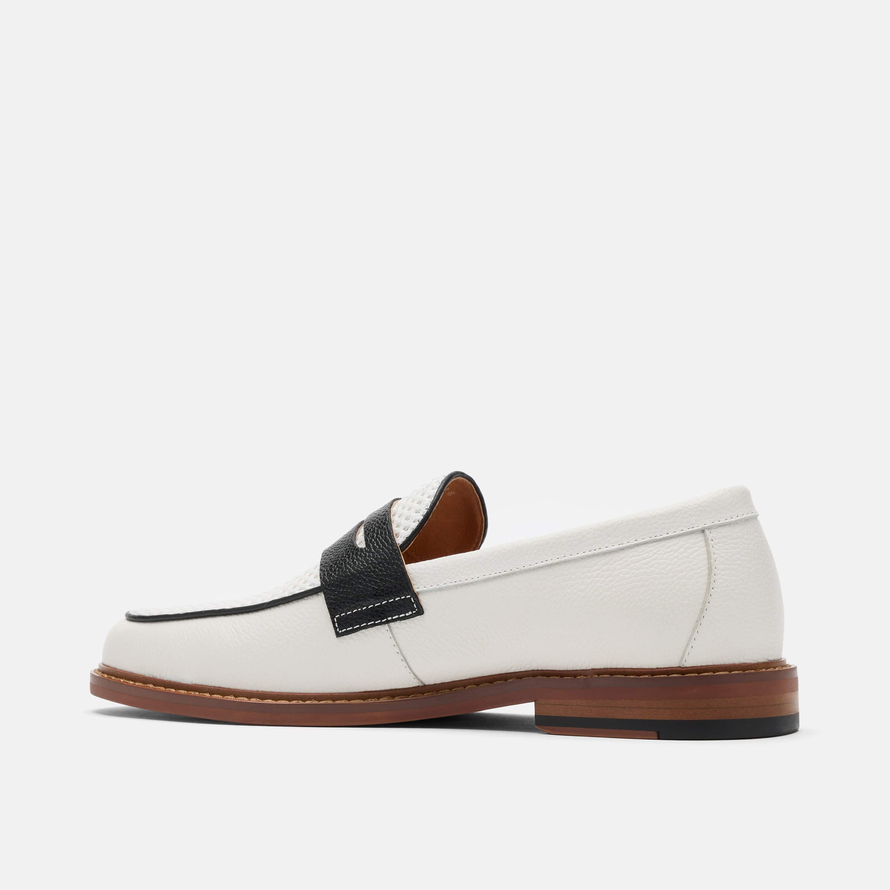 Calum White Leather Penny Loafers - Image 4