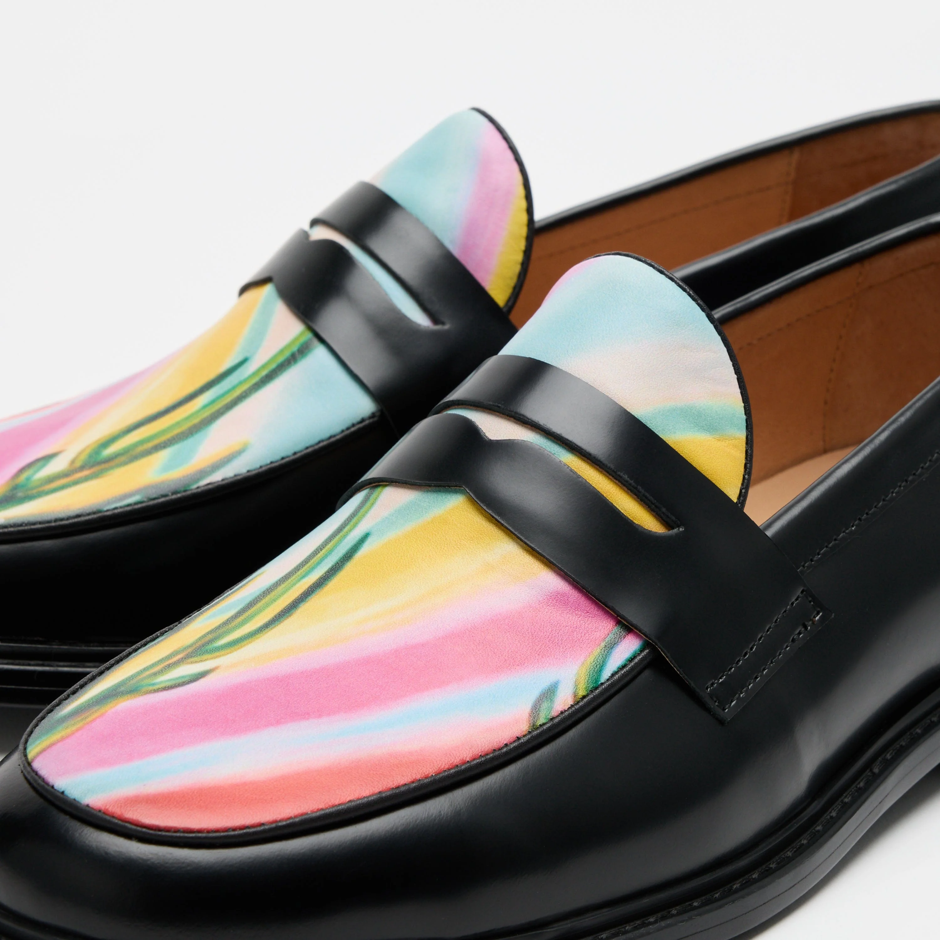 Calum Cactus Leather Penny Loafers - Image 3