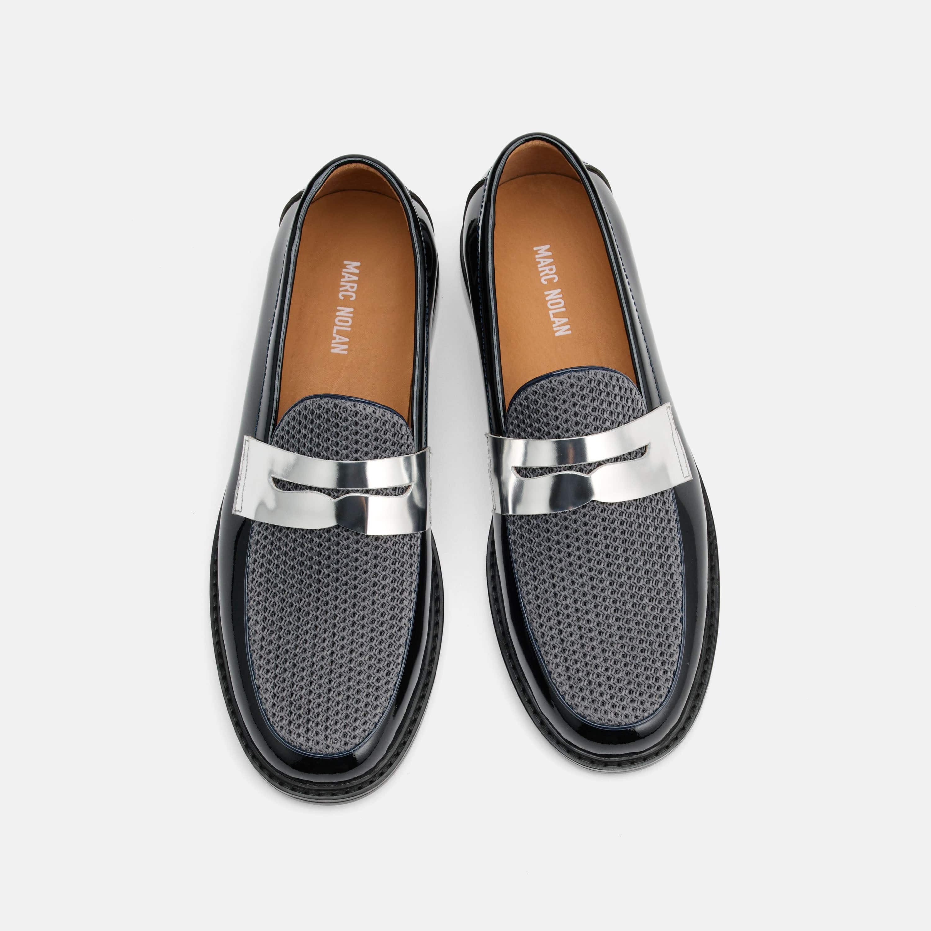 Calum Navy Patent Leather Penny Loafers - Image 5