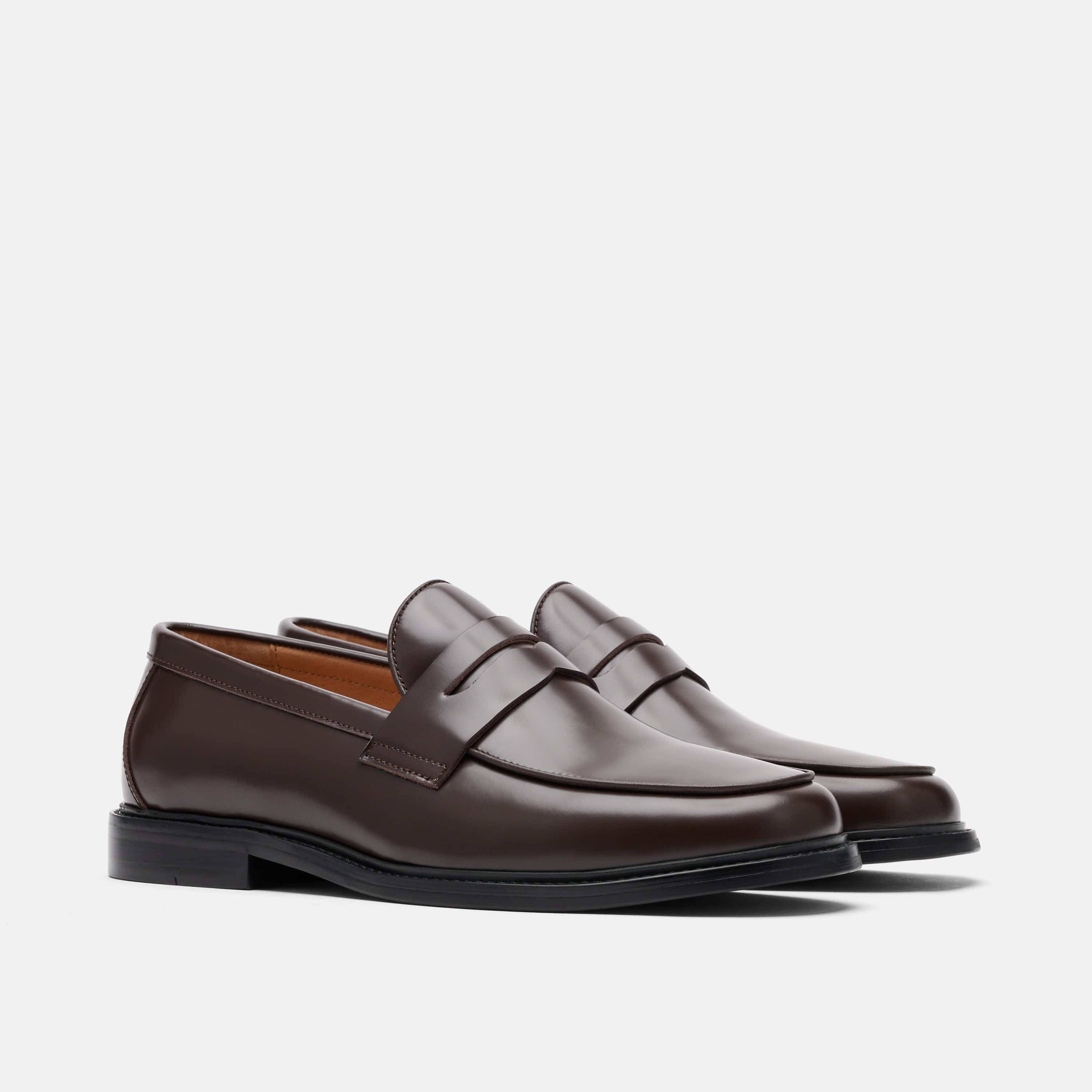 Calum Chocolate Brown Leather Penny Loafers - Image 2
