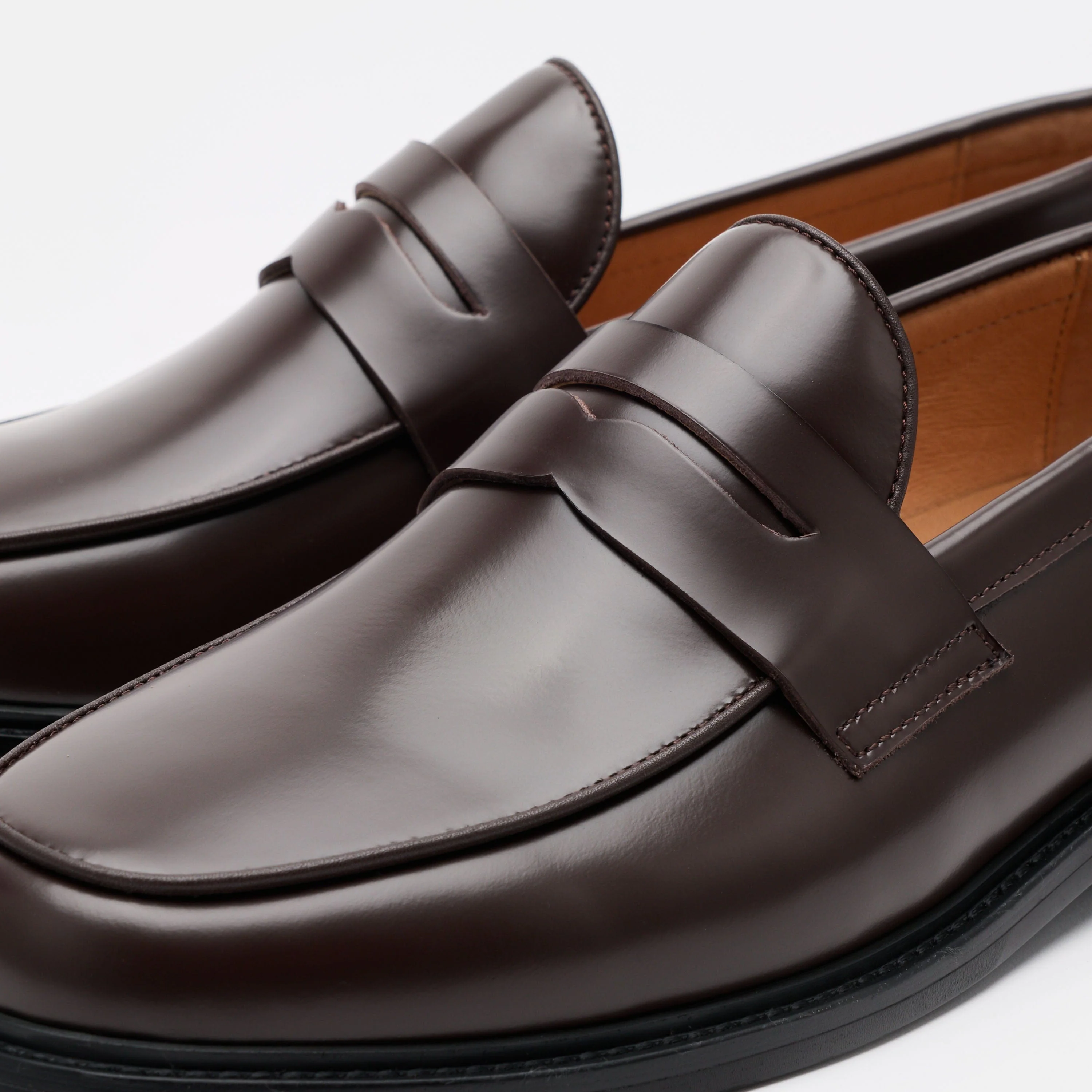Calum Chocolate Brown Leather Penny Loafers - Image 3