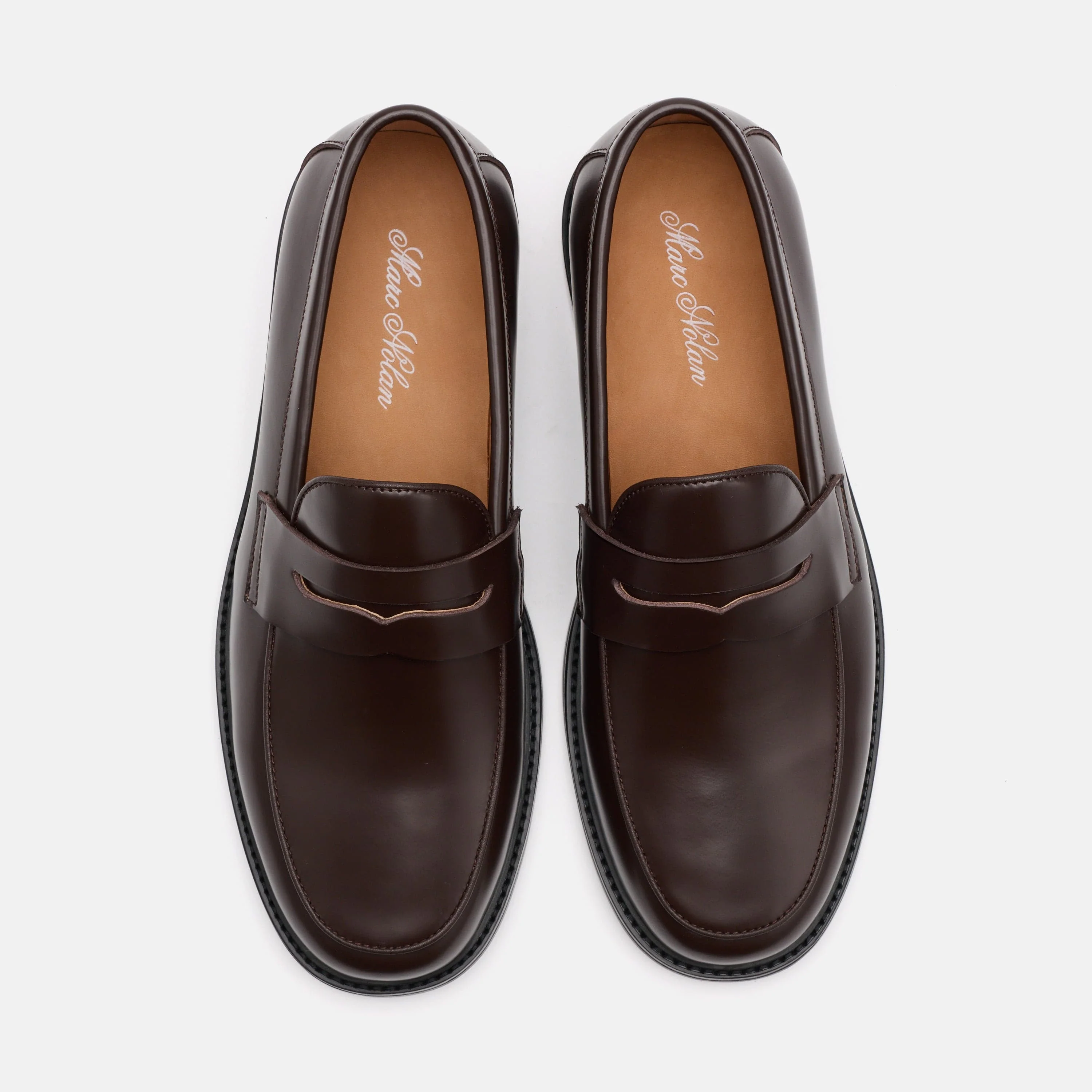 Calum Chocolate Brown Leather Penny Loafers - Image 5