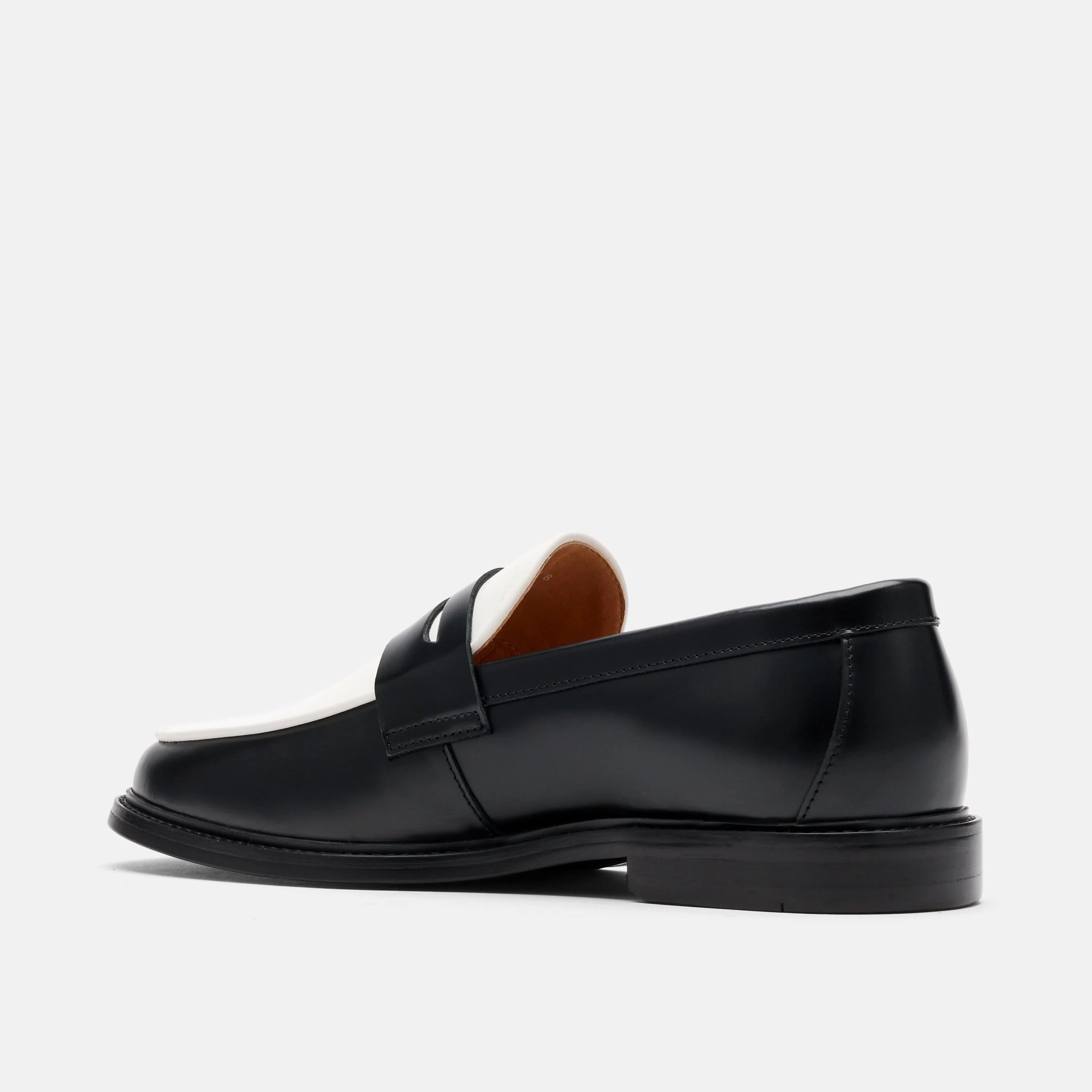 Calum Black/White Calf Leather Penny Loafers - Image 4