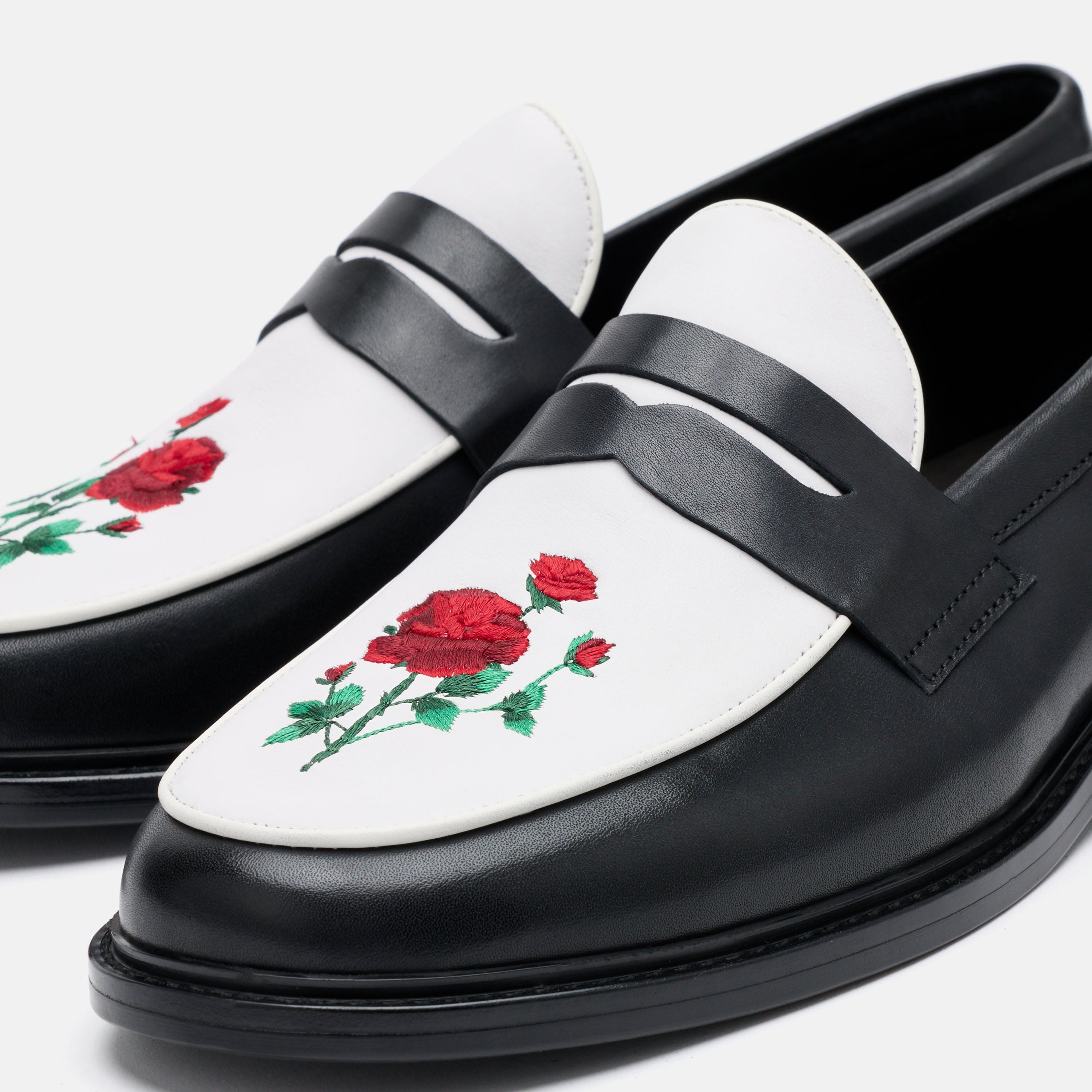 Calum Red Rose Leather Penny Loafers - Image 3