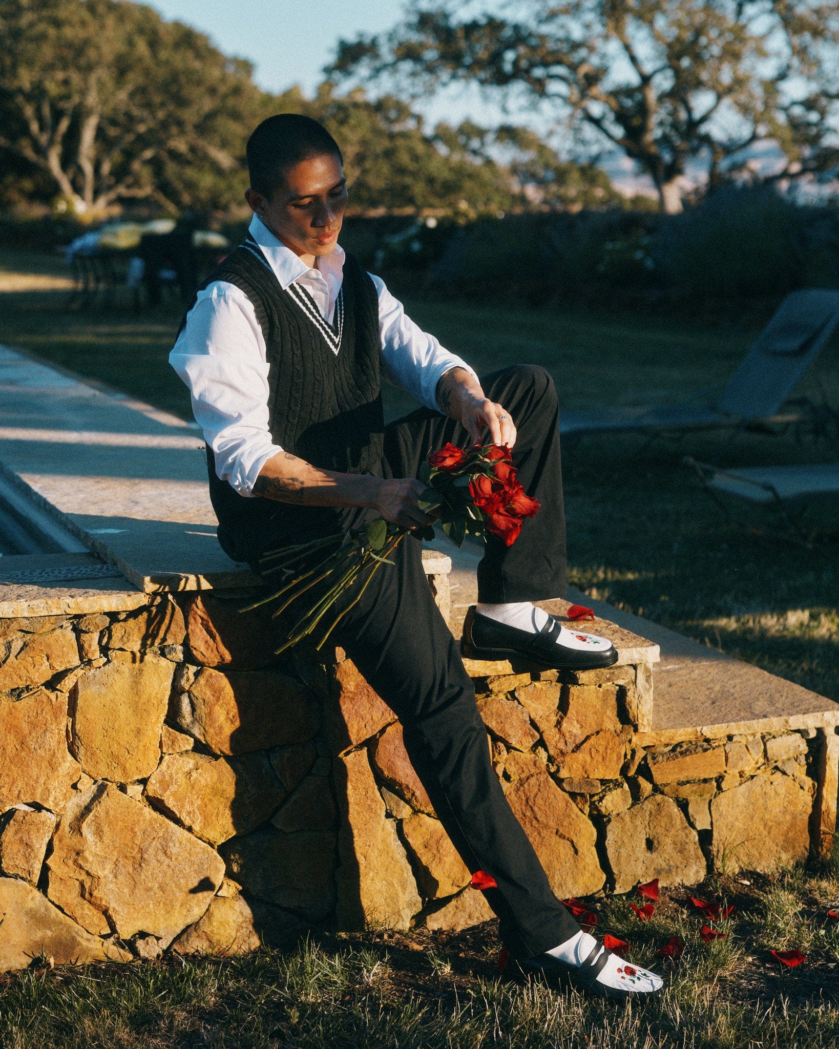 Calum Red Rose Leather Penny Loafers - Image 4