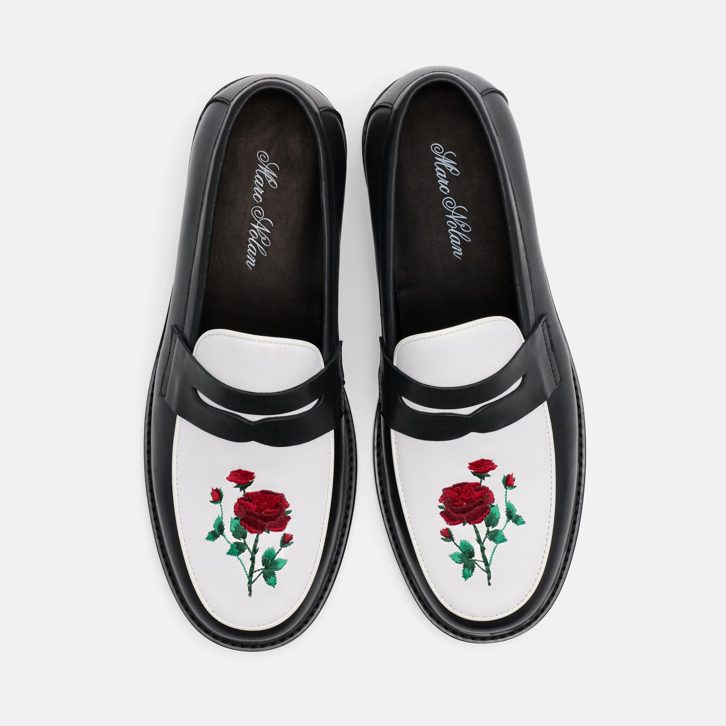Calum Red Rose Leather Penny Loafers - Image 6